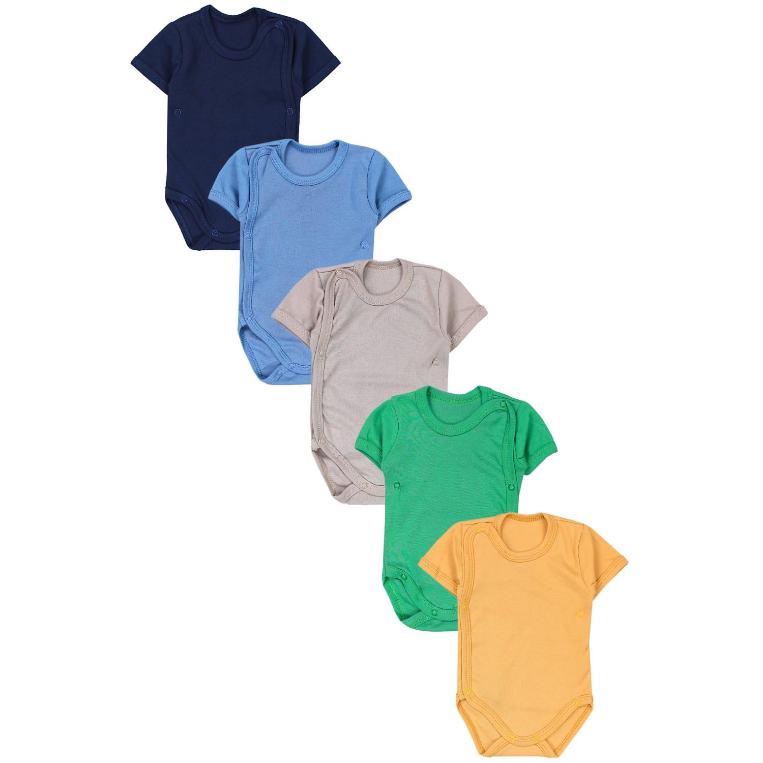 Baby Kurzarm Wickelbody mit Aufdruck - 5er Set