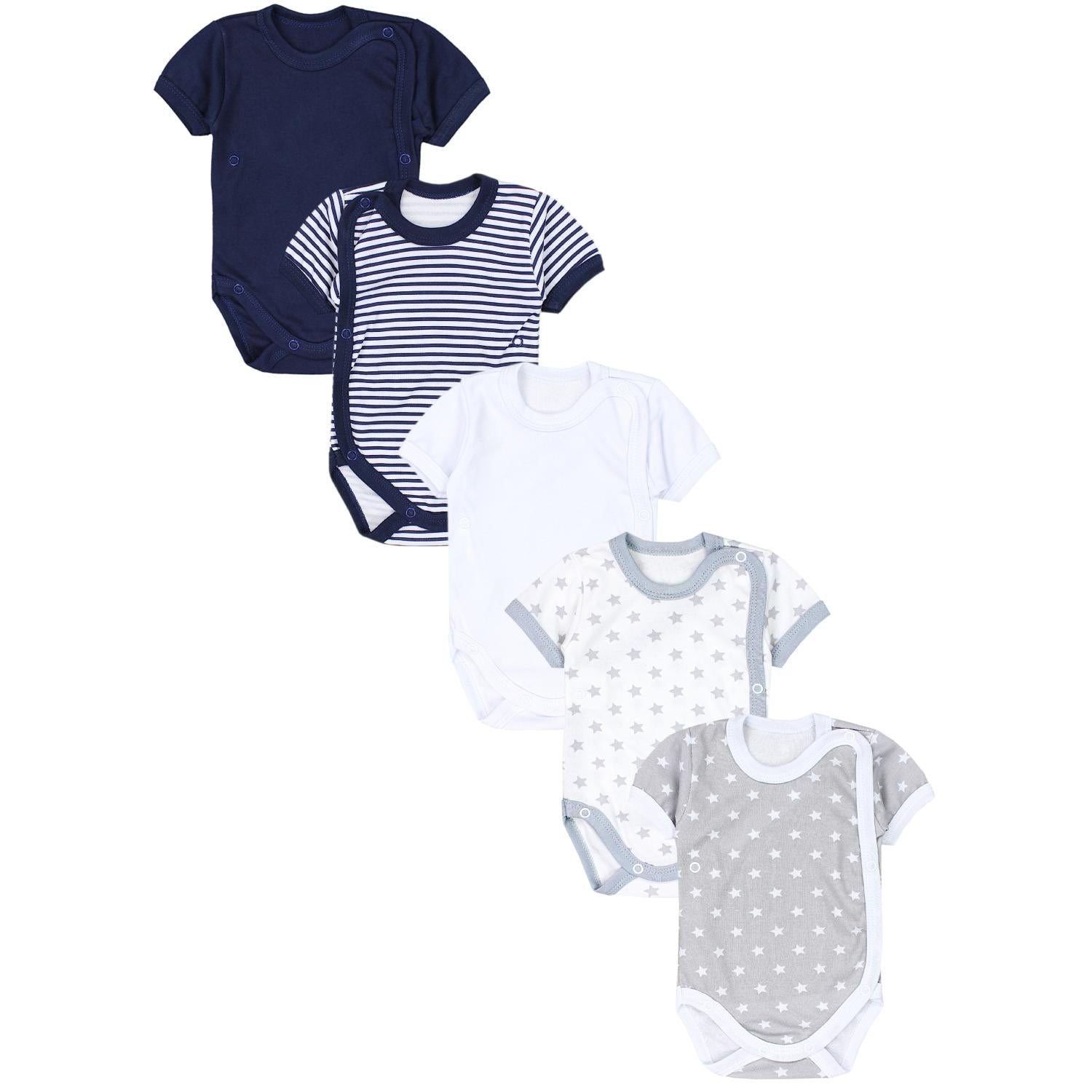 Baby Kurzarm Wickelbody mit Aufdruck - 5er Set