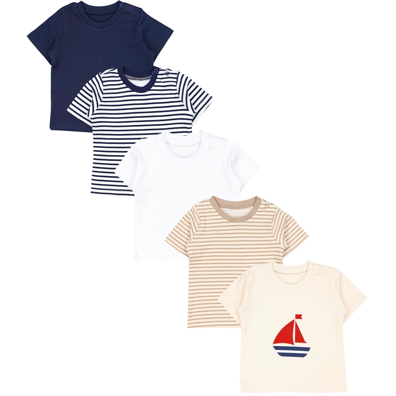 Kurzarm-Shirt mit Aufdruck - 5er Set