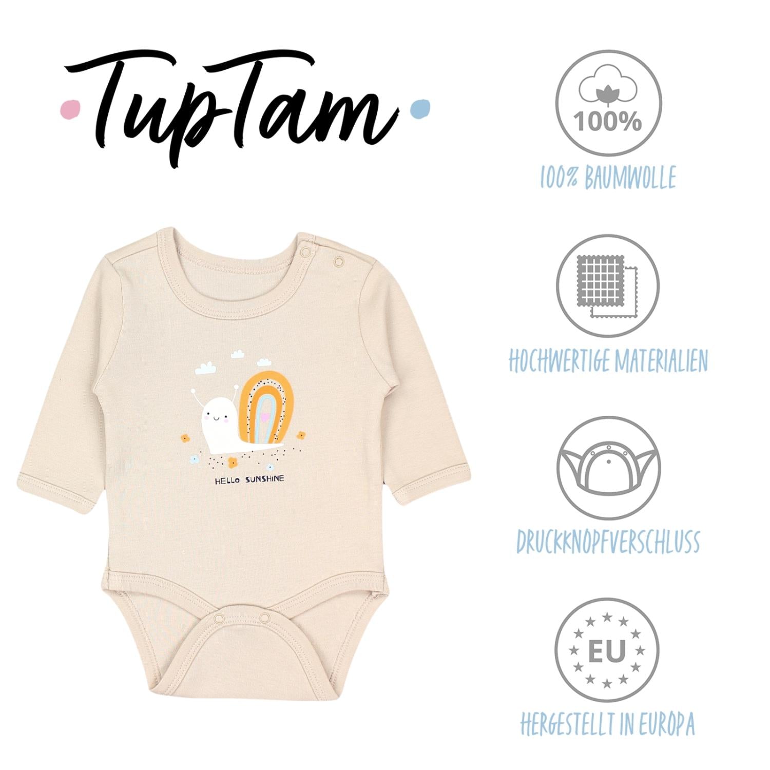 Langarm- Body mit Aufdruck - 5er Set