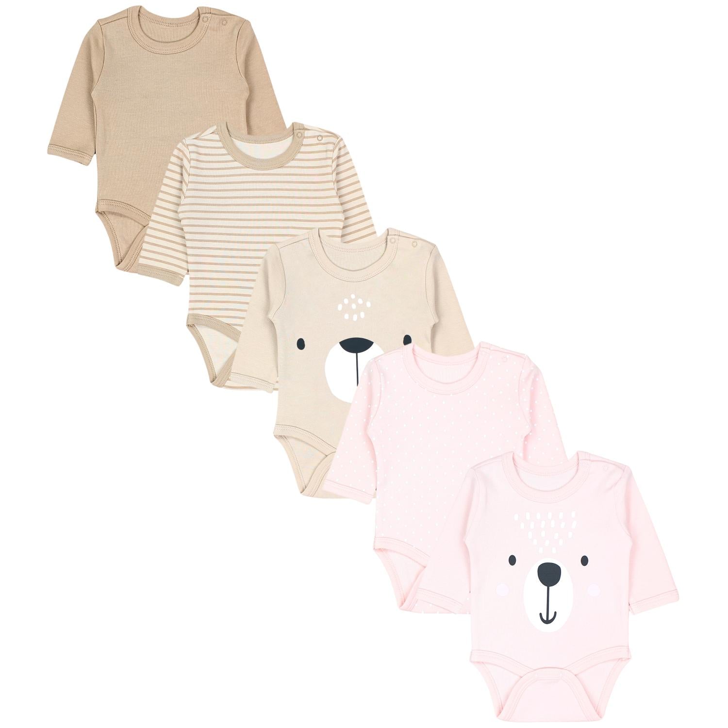 Baby Langarm mit Aufdruck - 5er Set