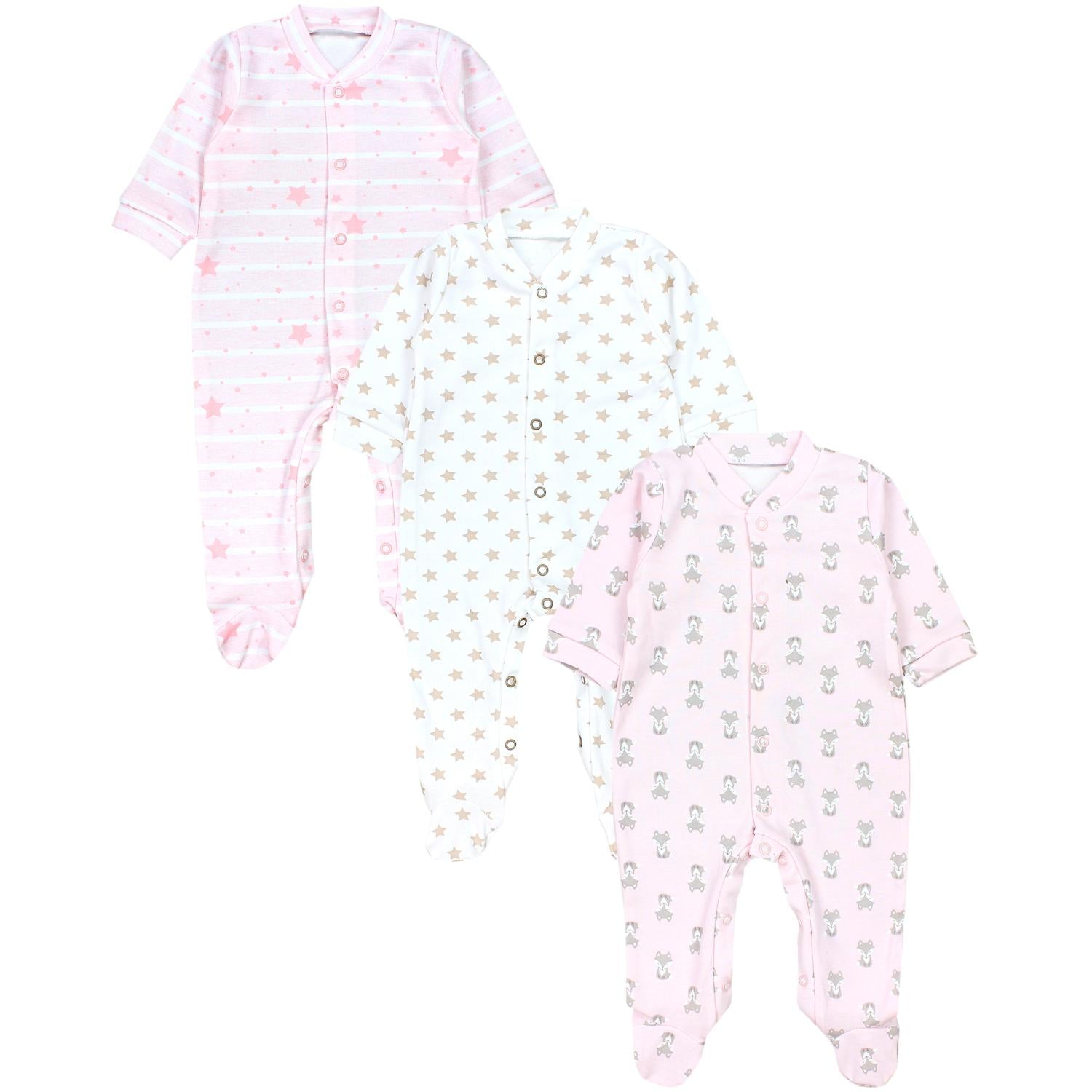 Schlafstrampler mit Fuß - 3er Set