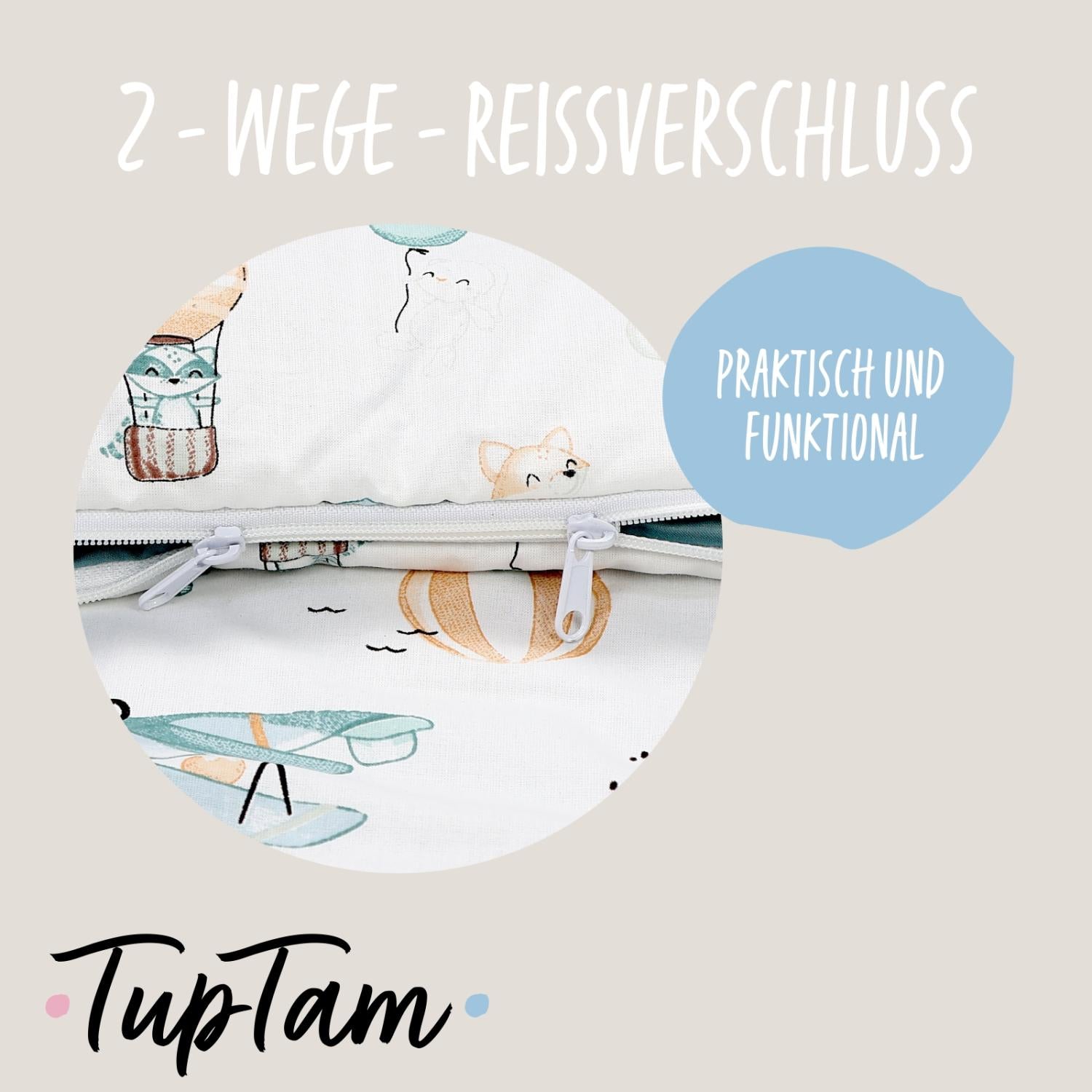 Deckenschlafsack mit Kissen und Beutel 135×70 cm