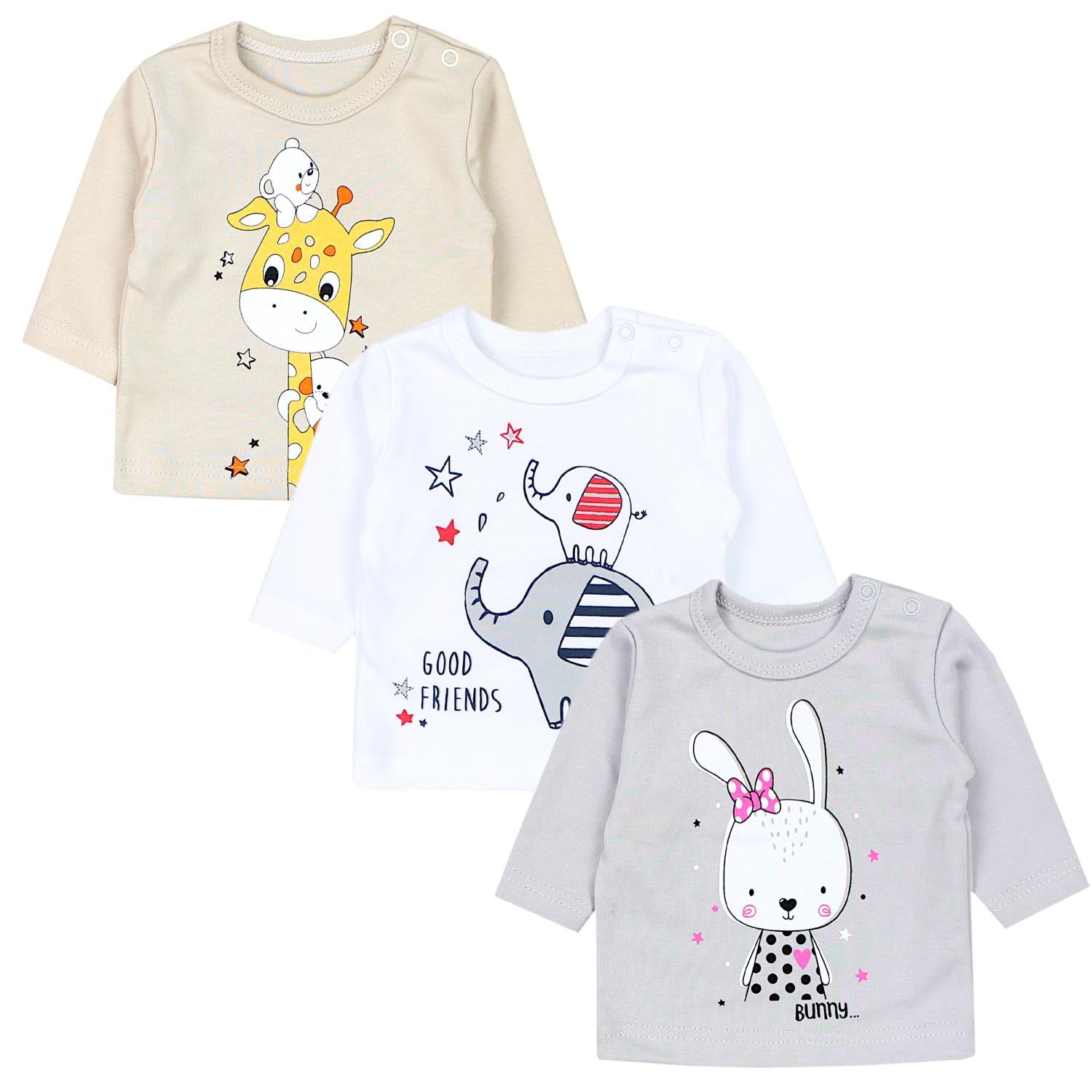 Baby Langarmshirt mit Aufdruck - 3er Set