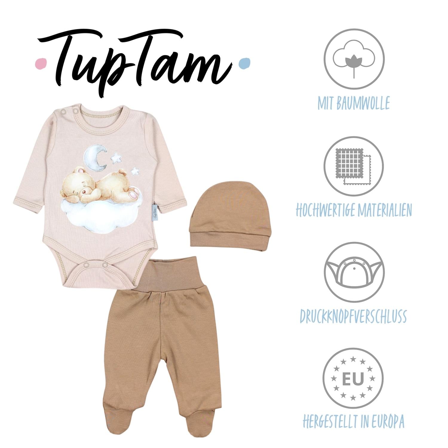 Baby Bekleidungsset mit Aufdruck (3-teilig)
