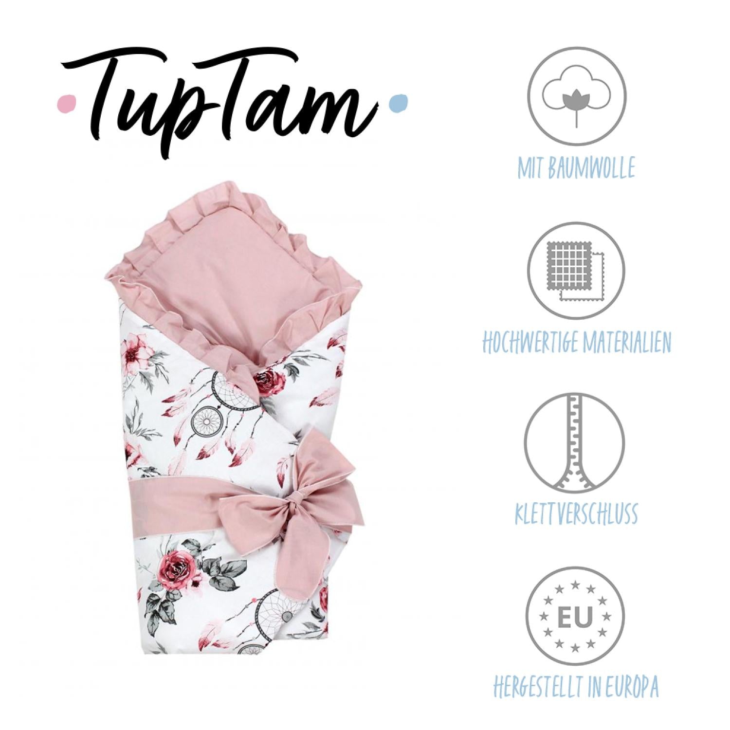 Baby Einschlagdecke mit Schleife