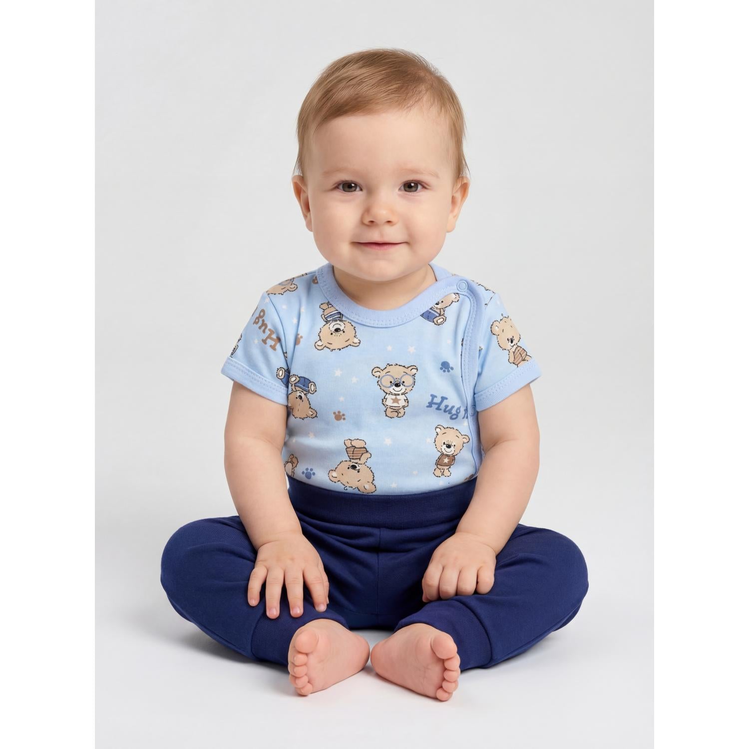 Baby Kurzarm Wickelbody mit Aufdruck - 5er Set