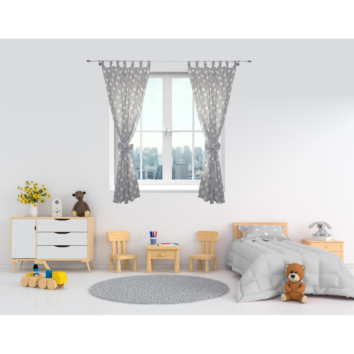 Vorhänge/Gardinen mit Schleifen 2er Set