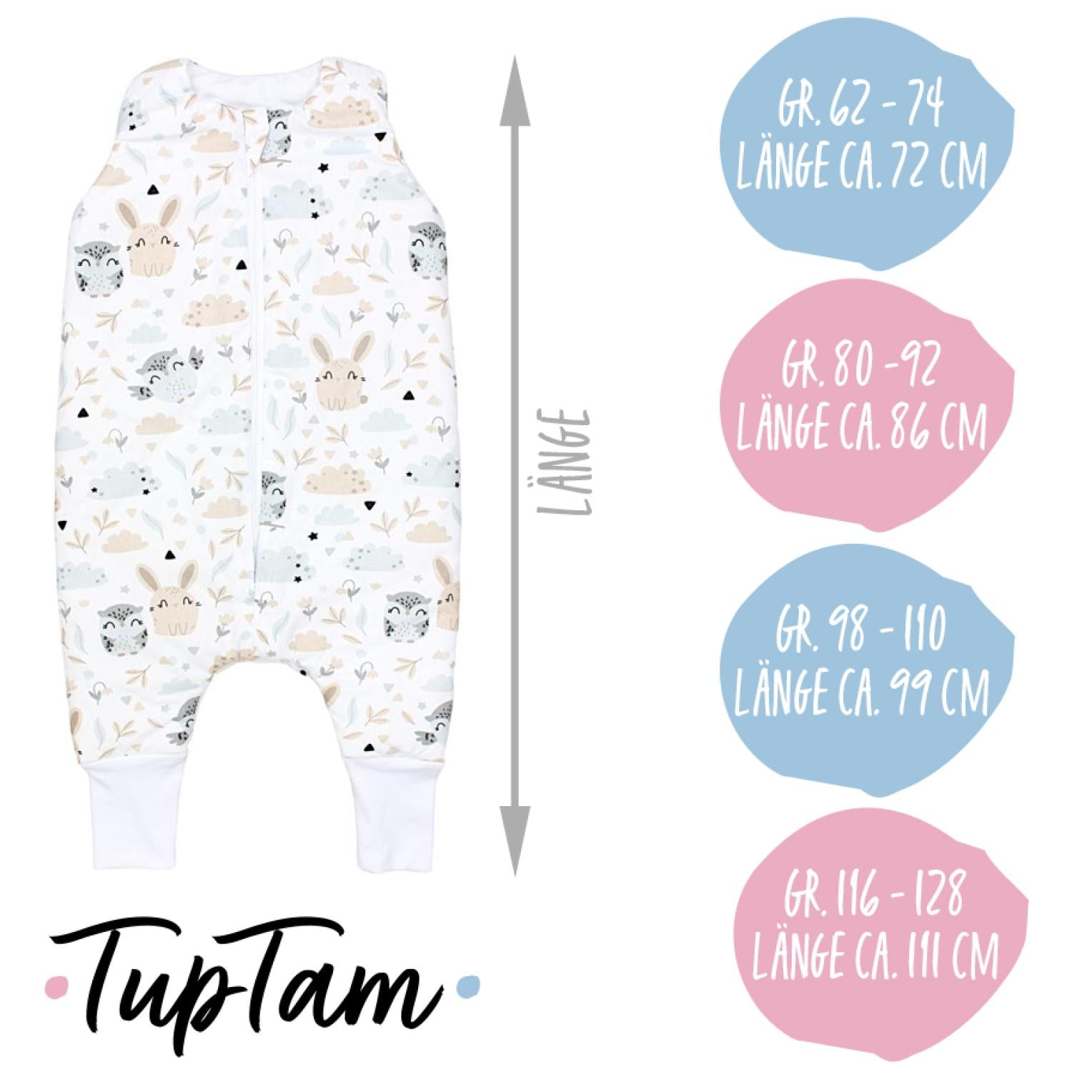 TupTam Baby Winterschlafsack mit Beinen OEKO- TEX zertifizierte Materialien 2.5 TOG Unisex