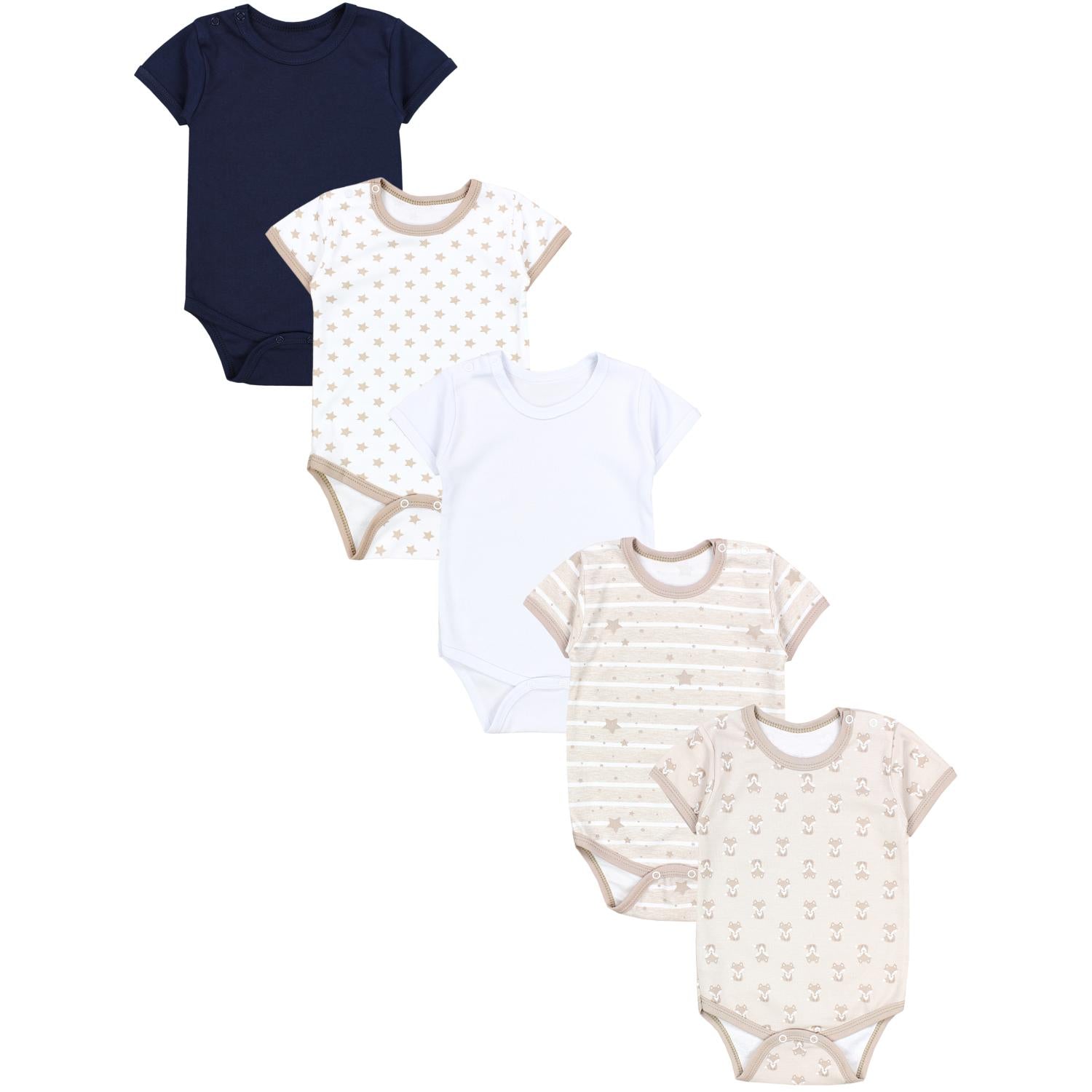 Baby Body Kurzarm Unifarben - 5er Set
