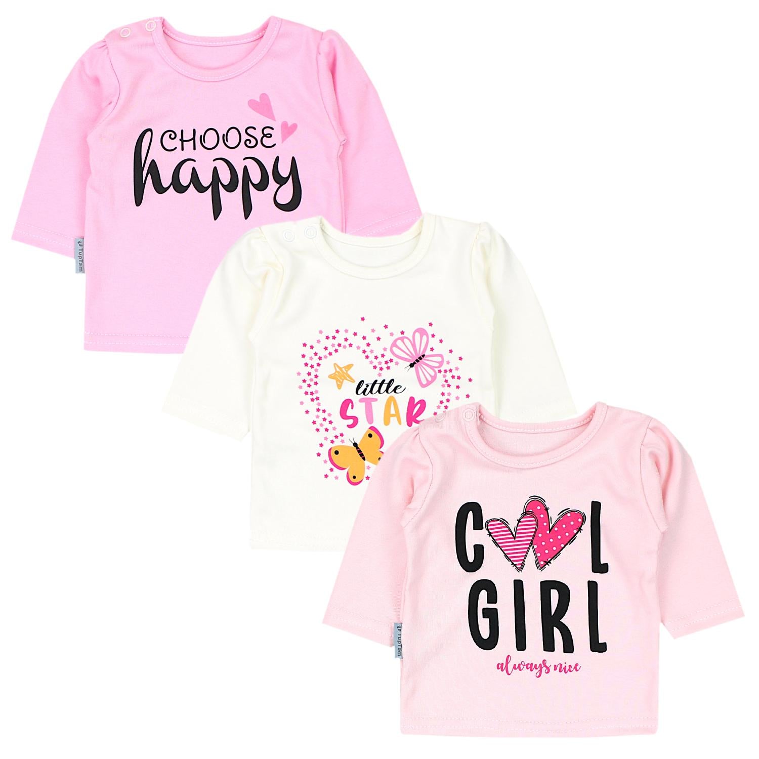 Baby Langarmshirt mit Aufdruck - 3er Set