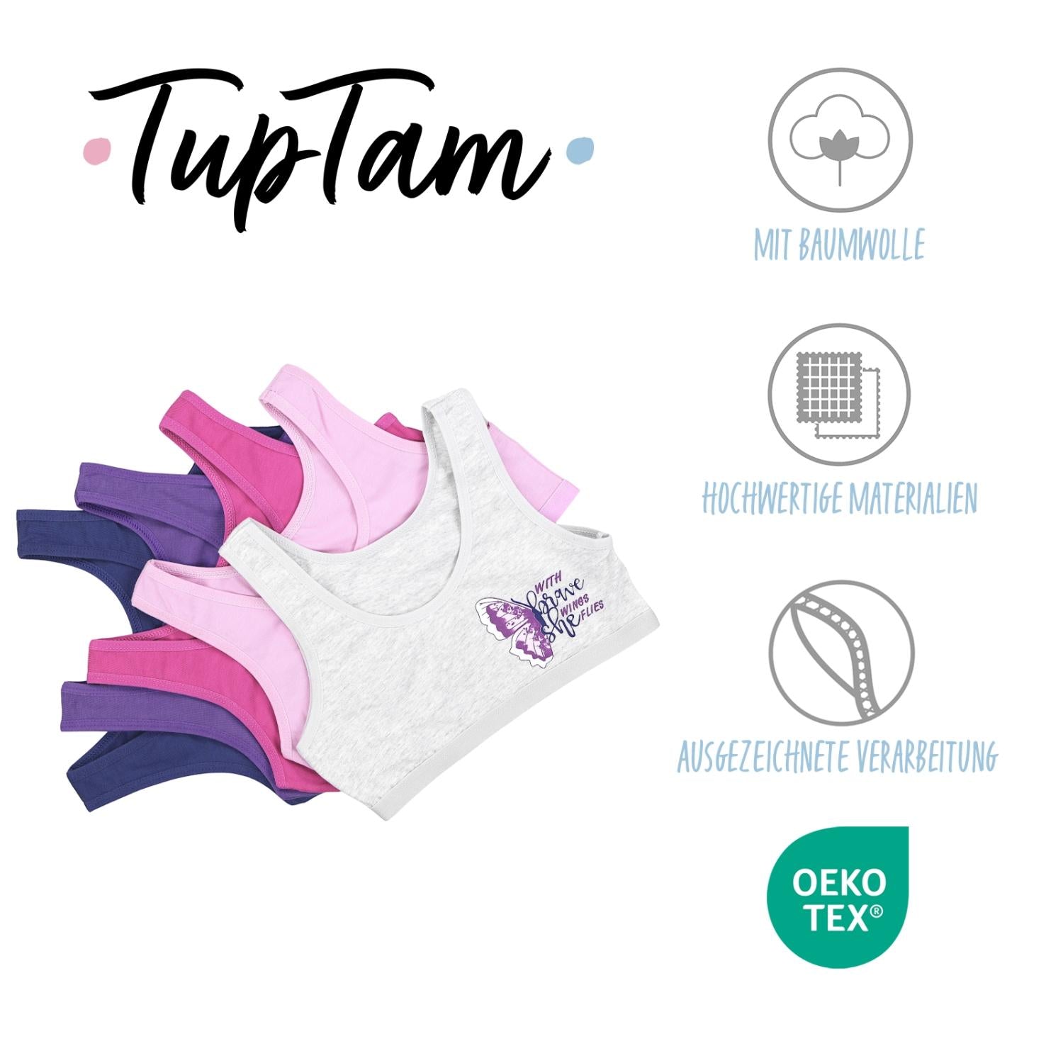 Mädchen Bustier breite Träger- 5er Set