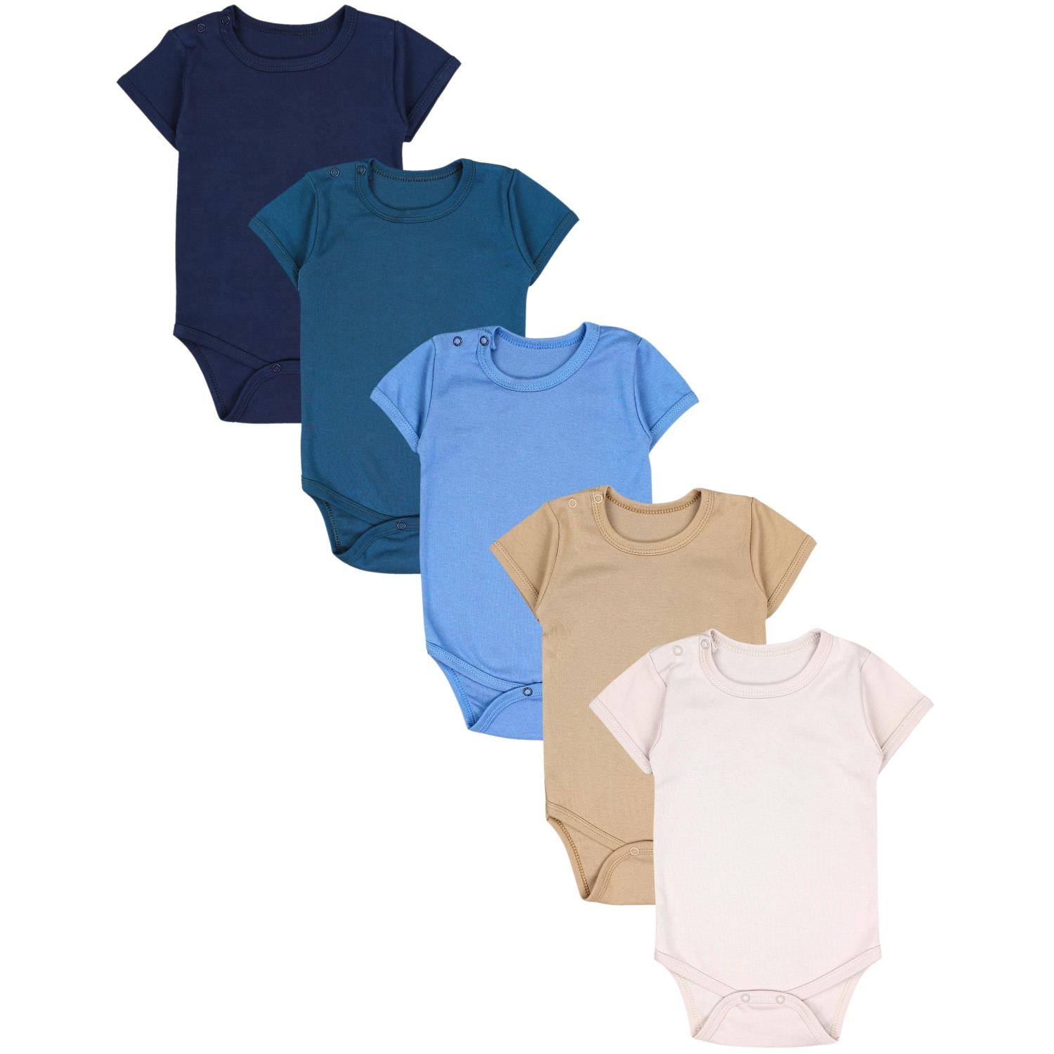 Baby Body Kurzarm Unifarben - 5er Set
