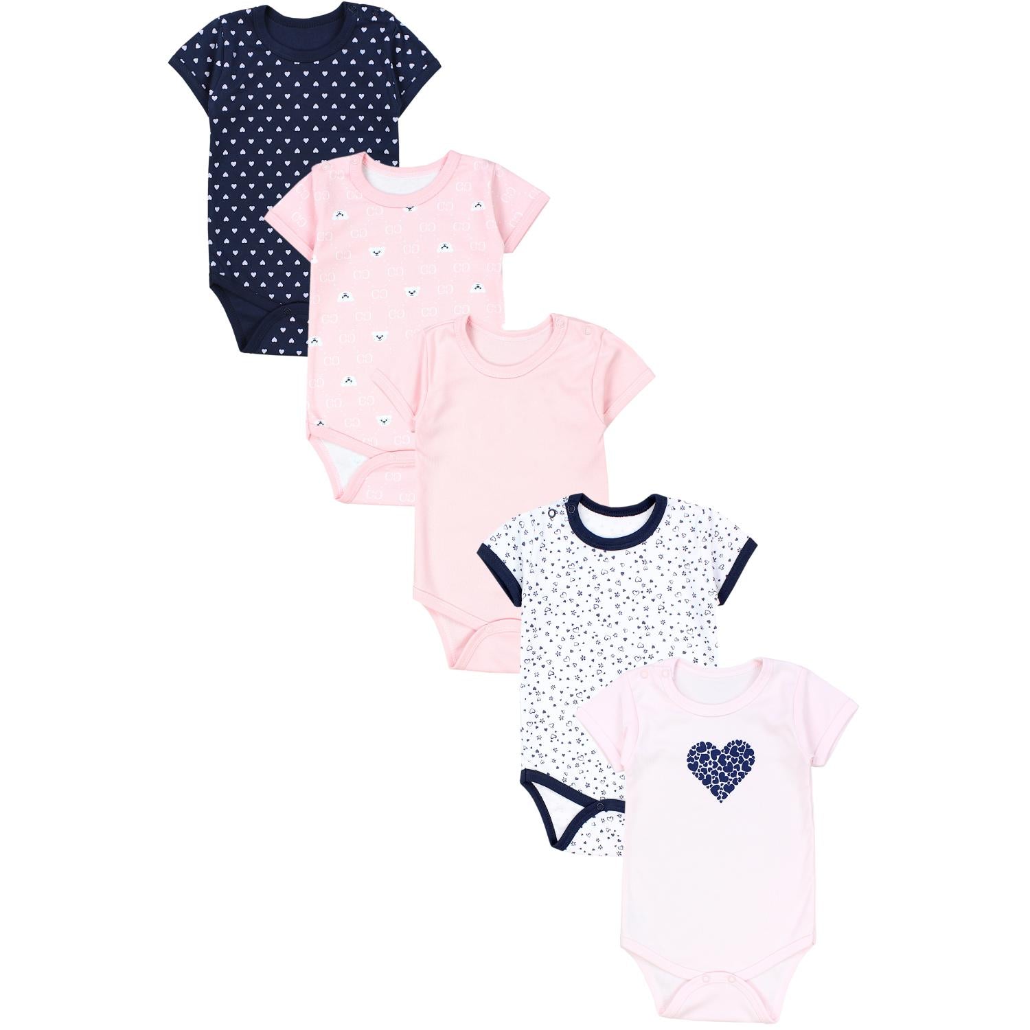 Baby Body Kurzarm in Unifarben - 5er Set