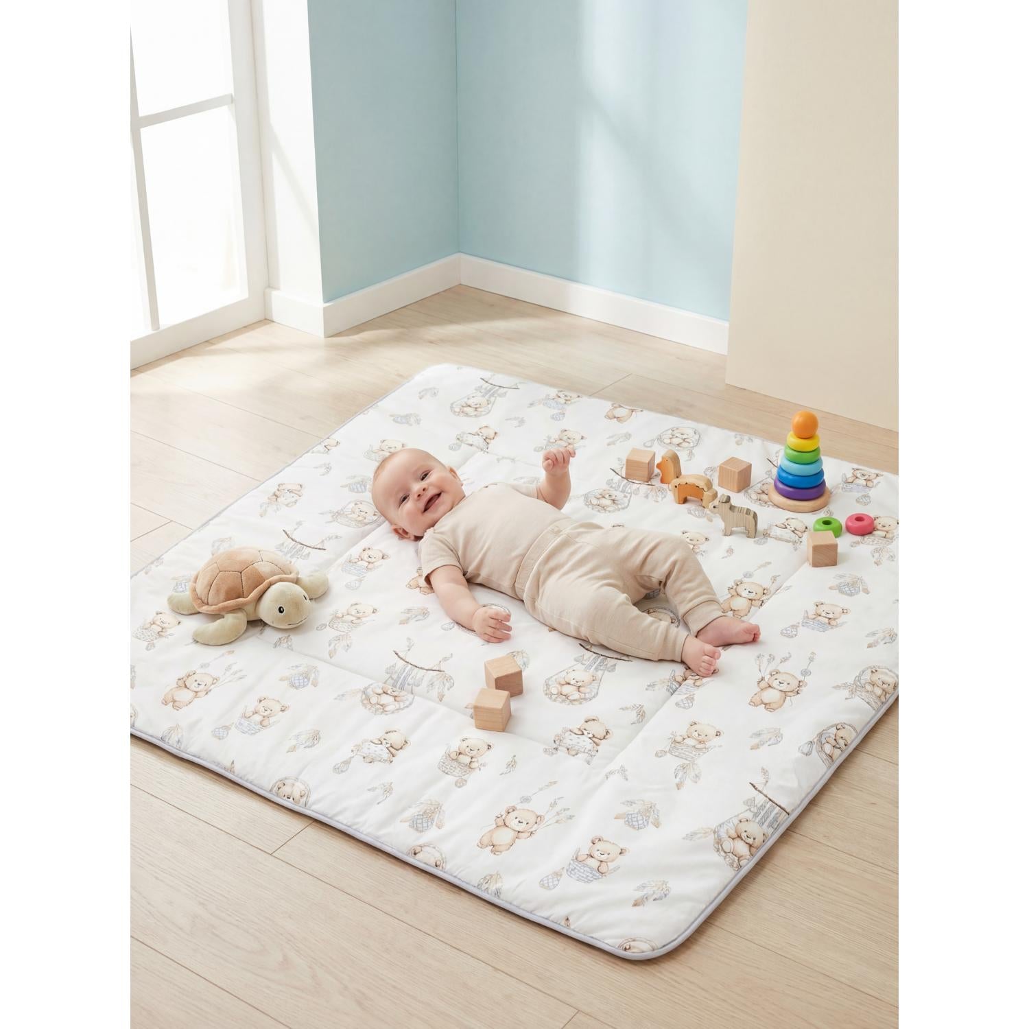 Gepolsterte XXL Krabbeldecke 120 x 120 cm