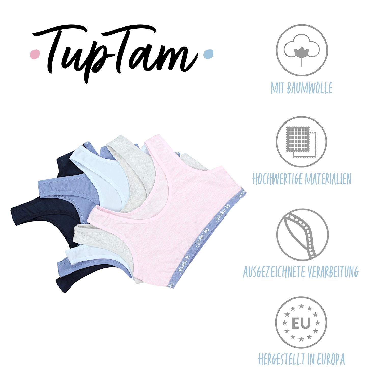 Kinder Bustier mit breiten Trägern - 5er Set