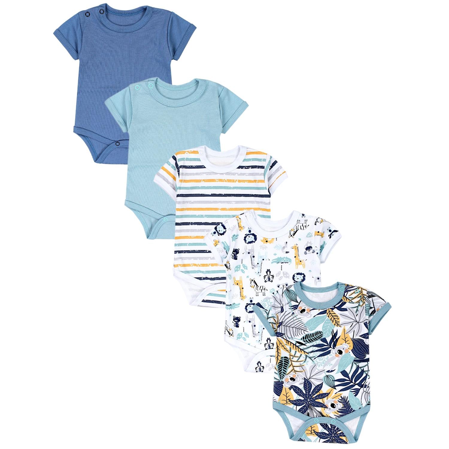 Baby Body Kurzarm Unifarben - 5er Set