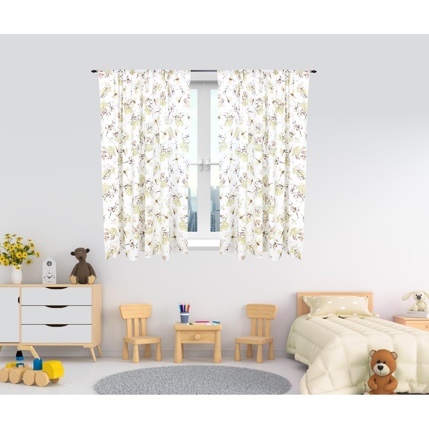 Kinderzimmer Vorhänge Set mit Zierband
