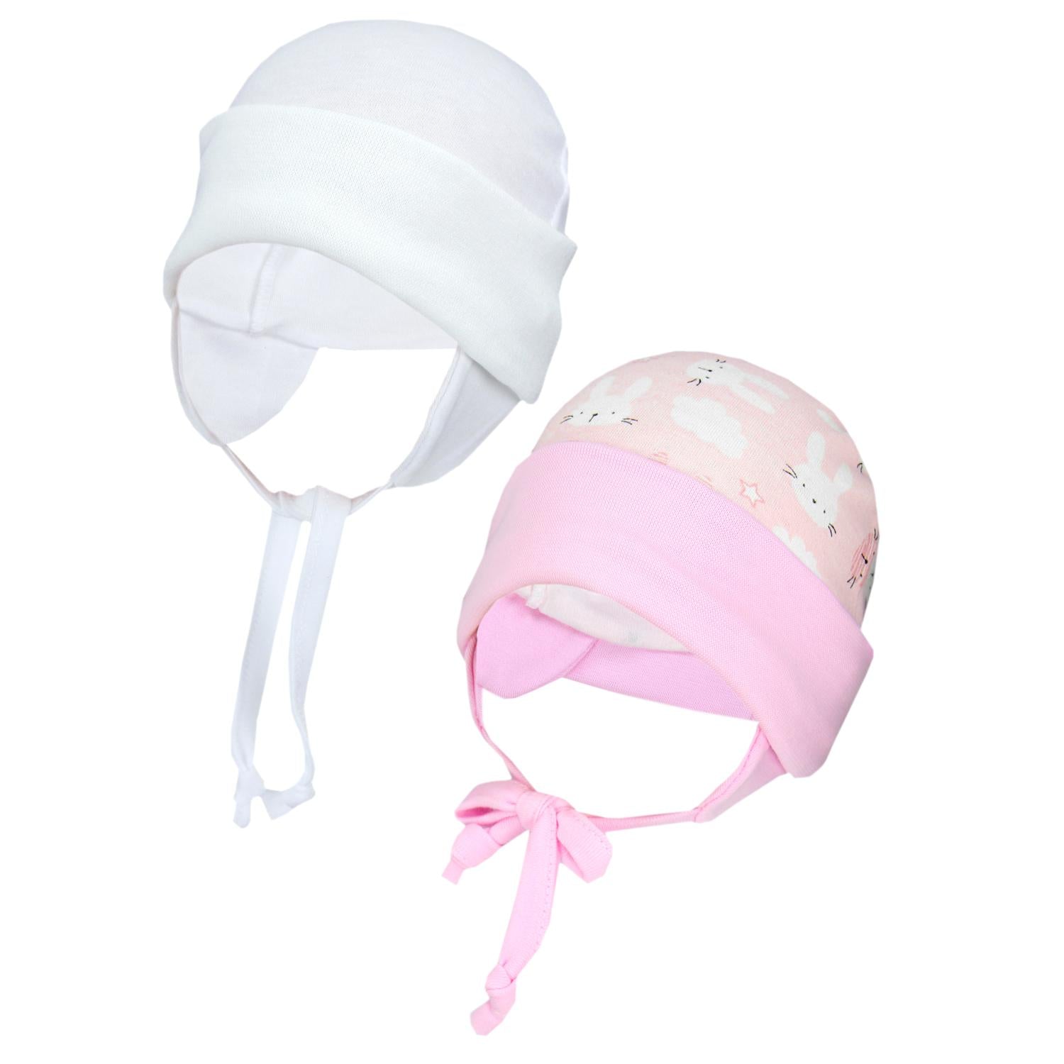 Erstlingsmütze mit Ohrenklappen - 2er Pack