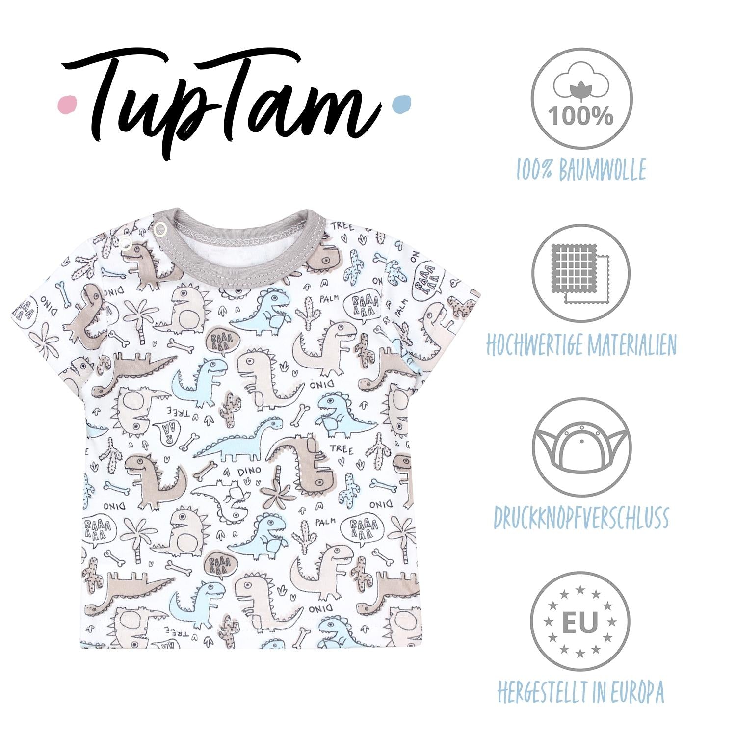 Baby Kurzarm T-Shirt mit Aufdruck - 5er Set