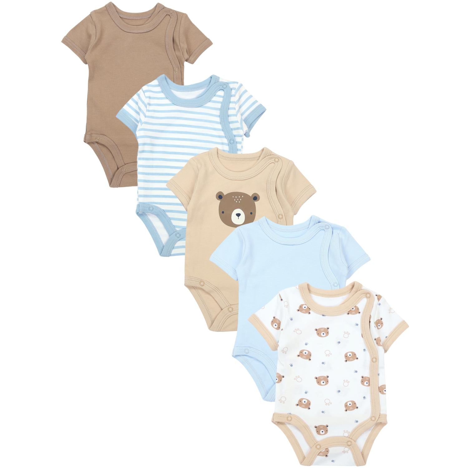 Baby Kurzarm Wickelbody mit Aufdruck - 5er Set