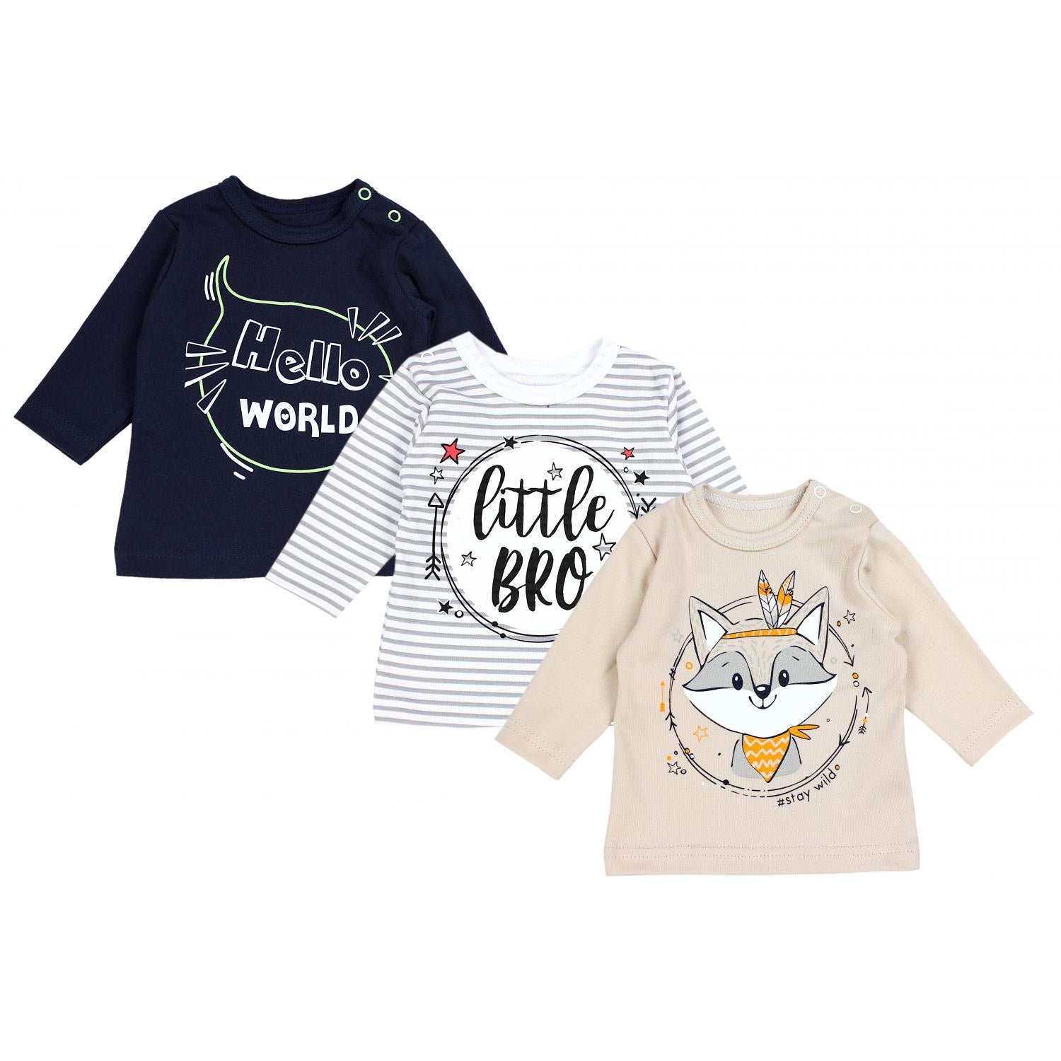 Baby Langarmshirt mit Aufdruck - 3er Set