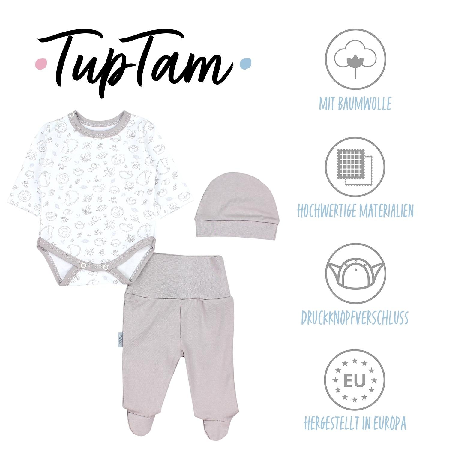 Baby Bekleidungsset mit Aufdruck (3-teilig)