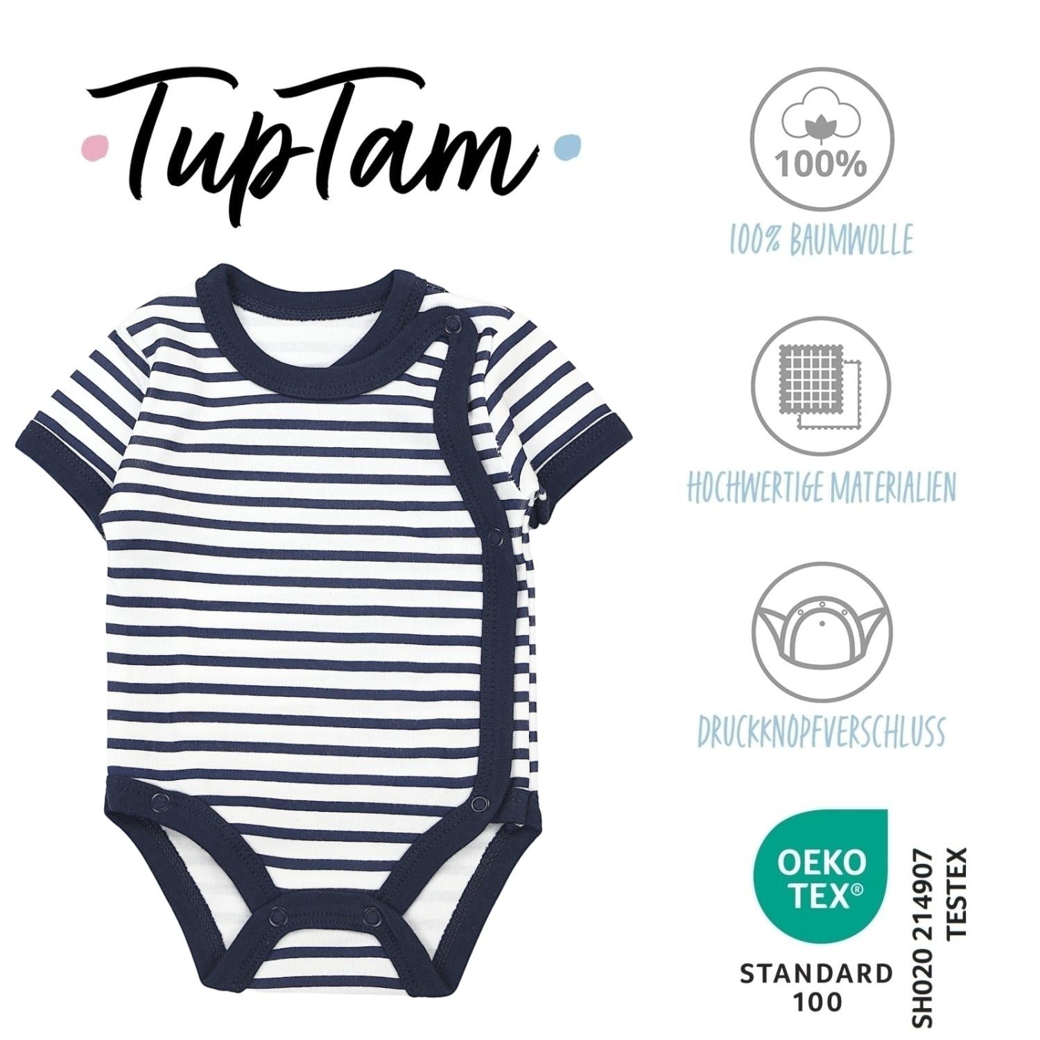 Baby Kurzarm Wickelbody mit Aufdruck - 5er Set