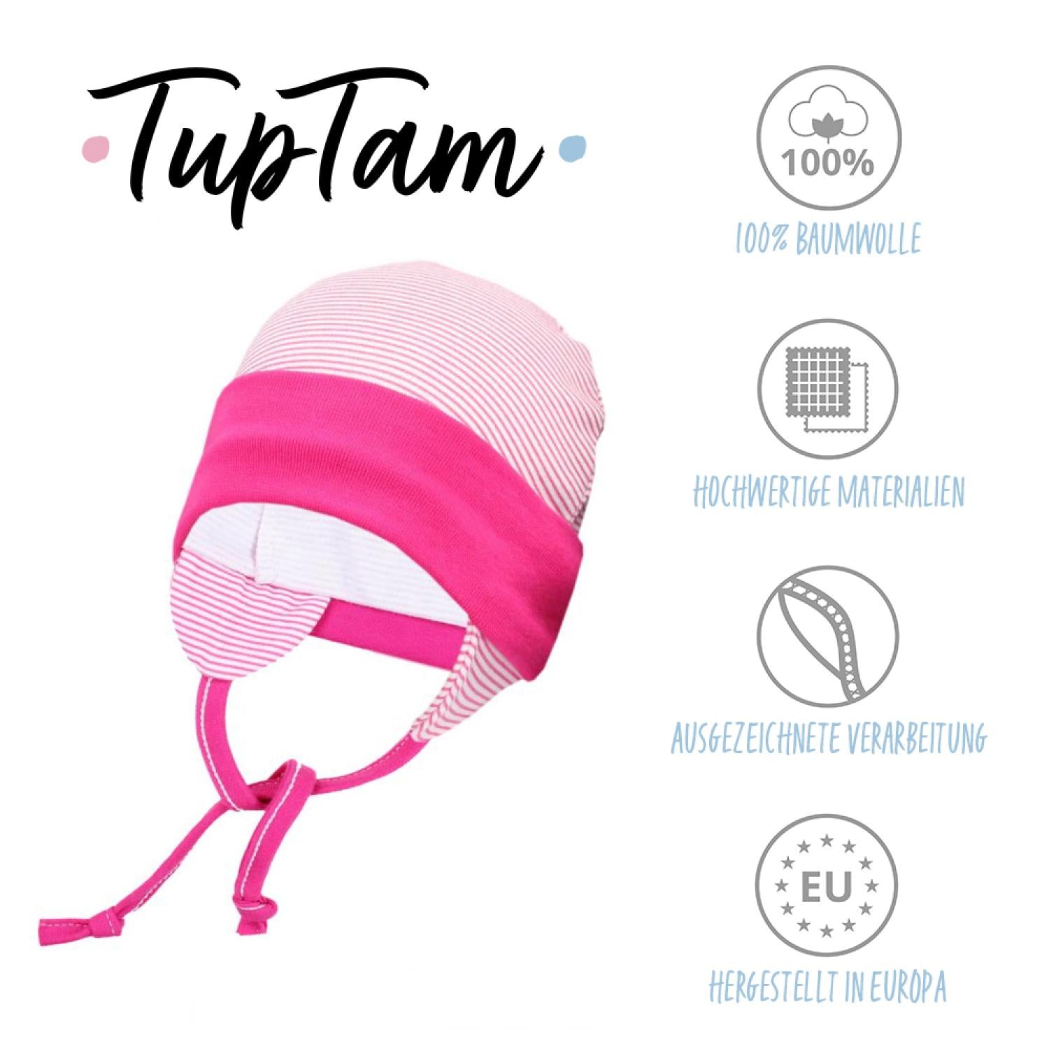 Erstlingsmütze mit Ohrenklappen - 2er Pack