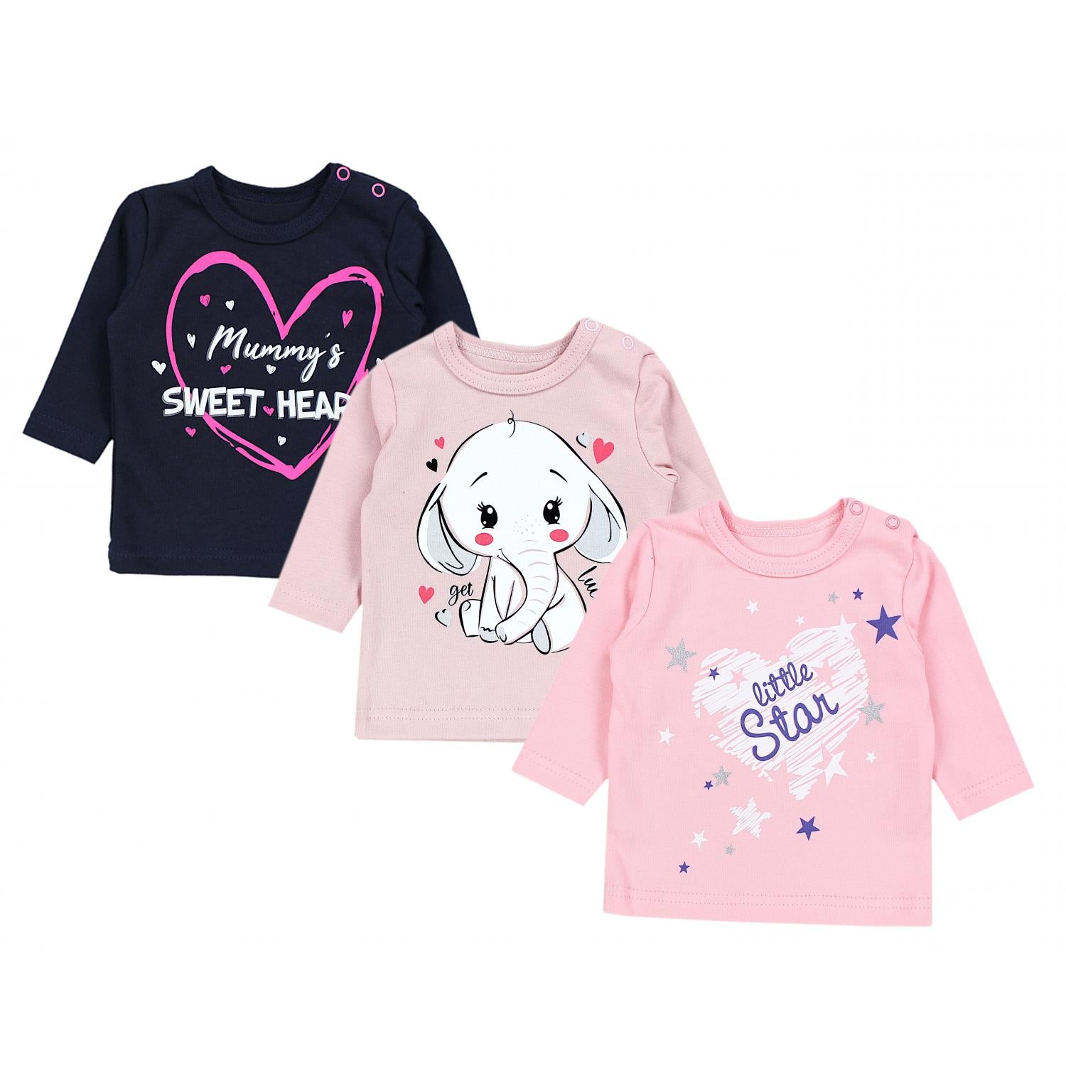 Baby Langarmshirt mit Aufdruck - 3er Set