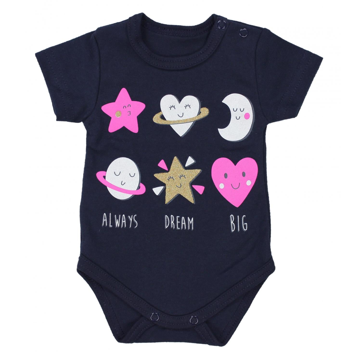 Baby Body Kurzarm mit Aufdruck -5er Set