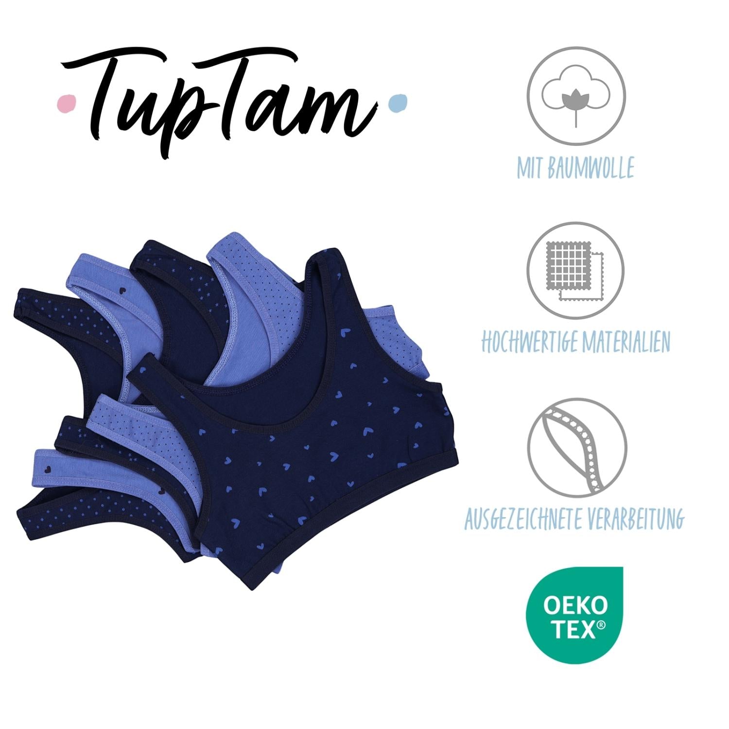 Mädchen Bustier breite Träger- 5er Set