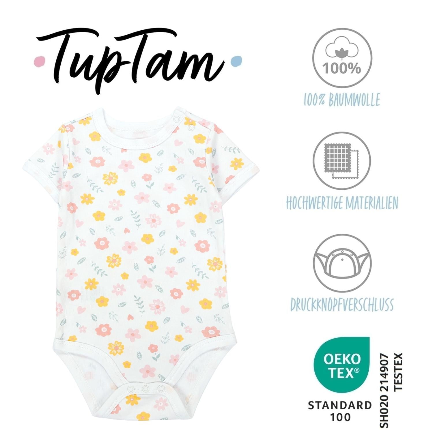 Kurzarm- Body mit Aufdruck -5er Set