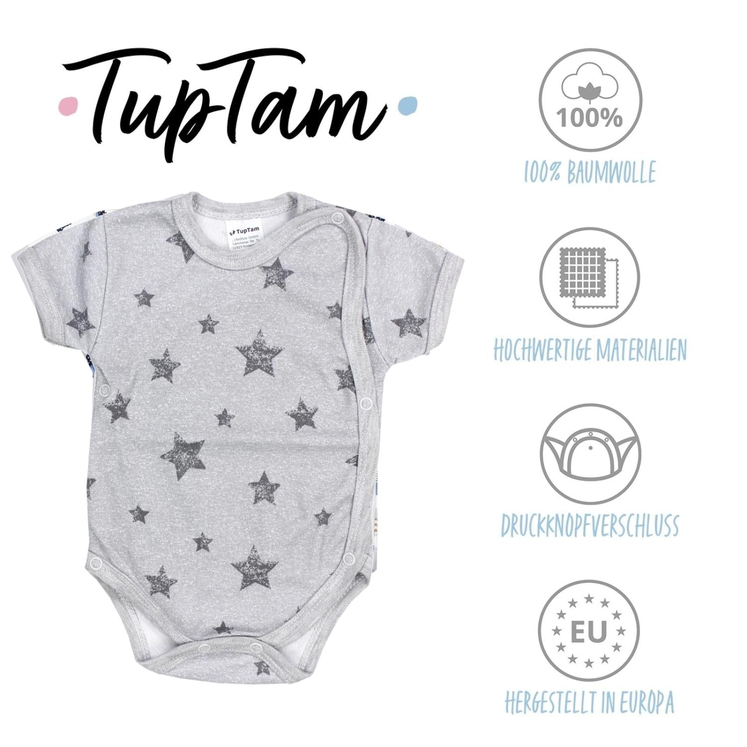 Baby Kurzarm Wickelbody mit Aufdruck - 5er Set