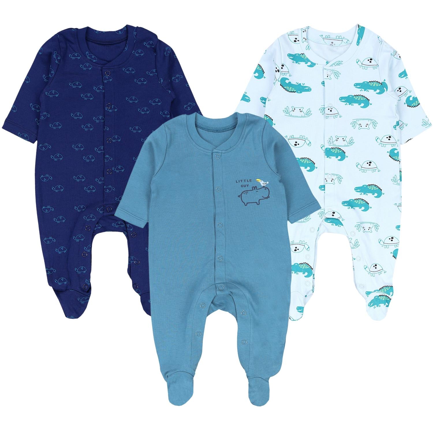 Jungen Schlafstrampler mit Fuß 3er Pack