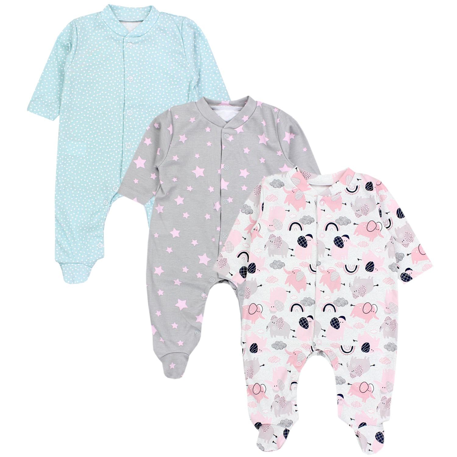 Baby Schlafstrampler mit Fuß - 3er Set