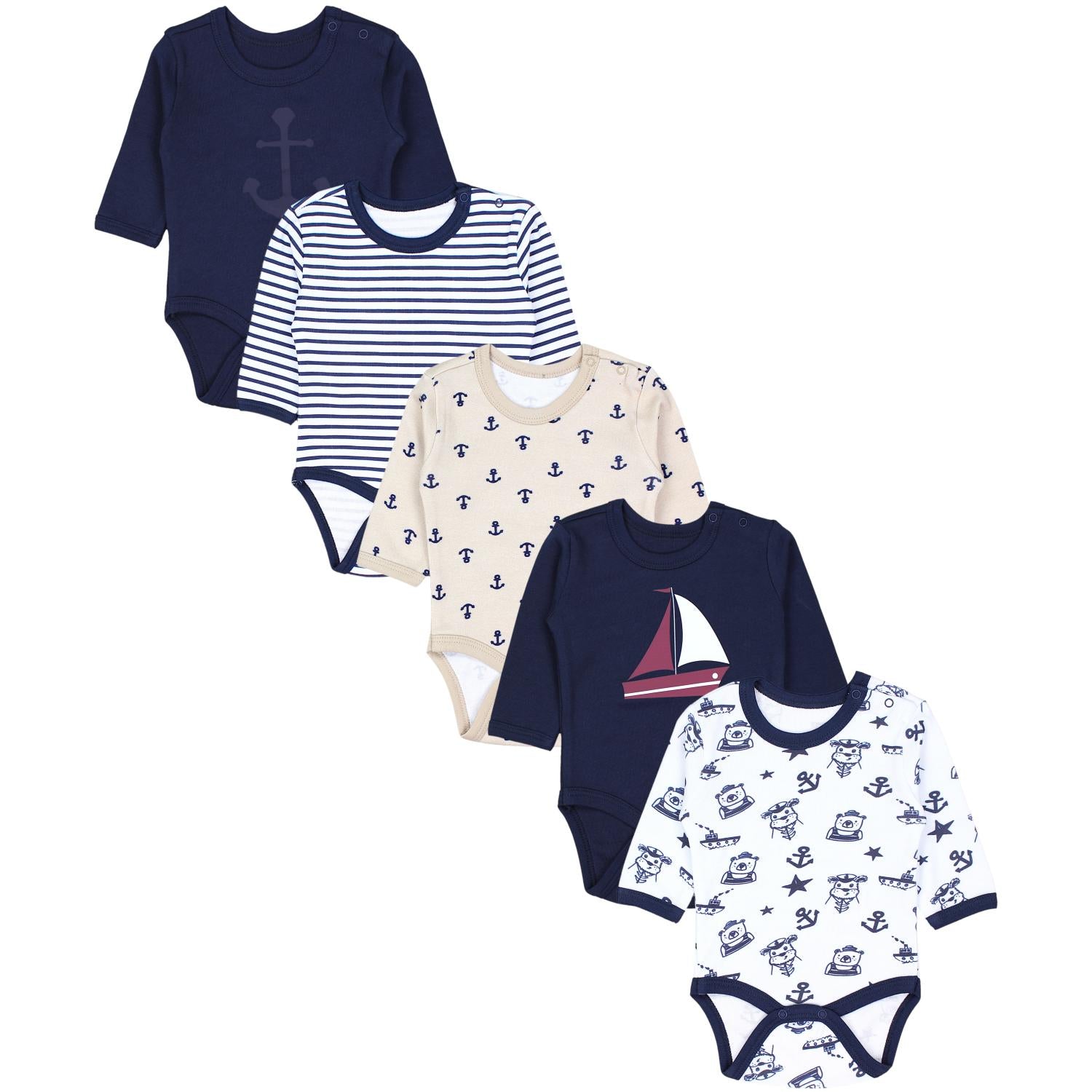 Baby Langarm mit Aufdruck - 5er Set