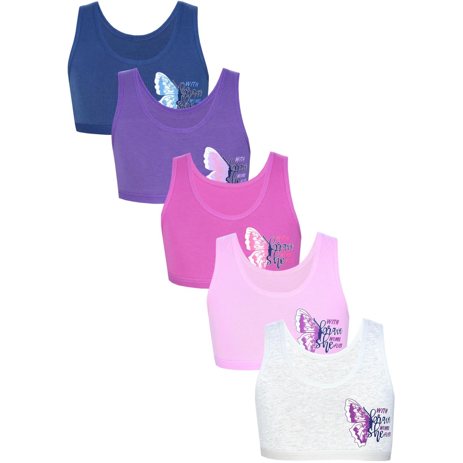 Mädchen Bustier breite Träger- 5er Set