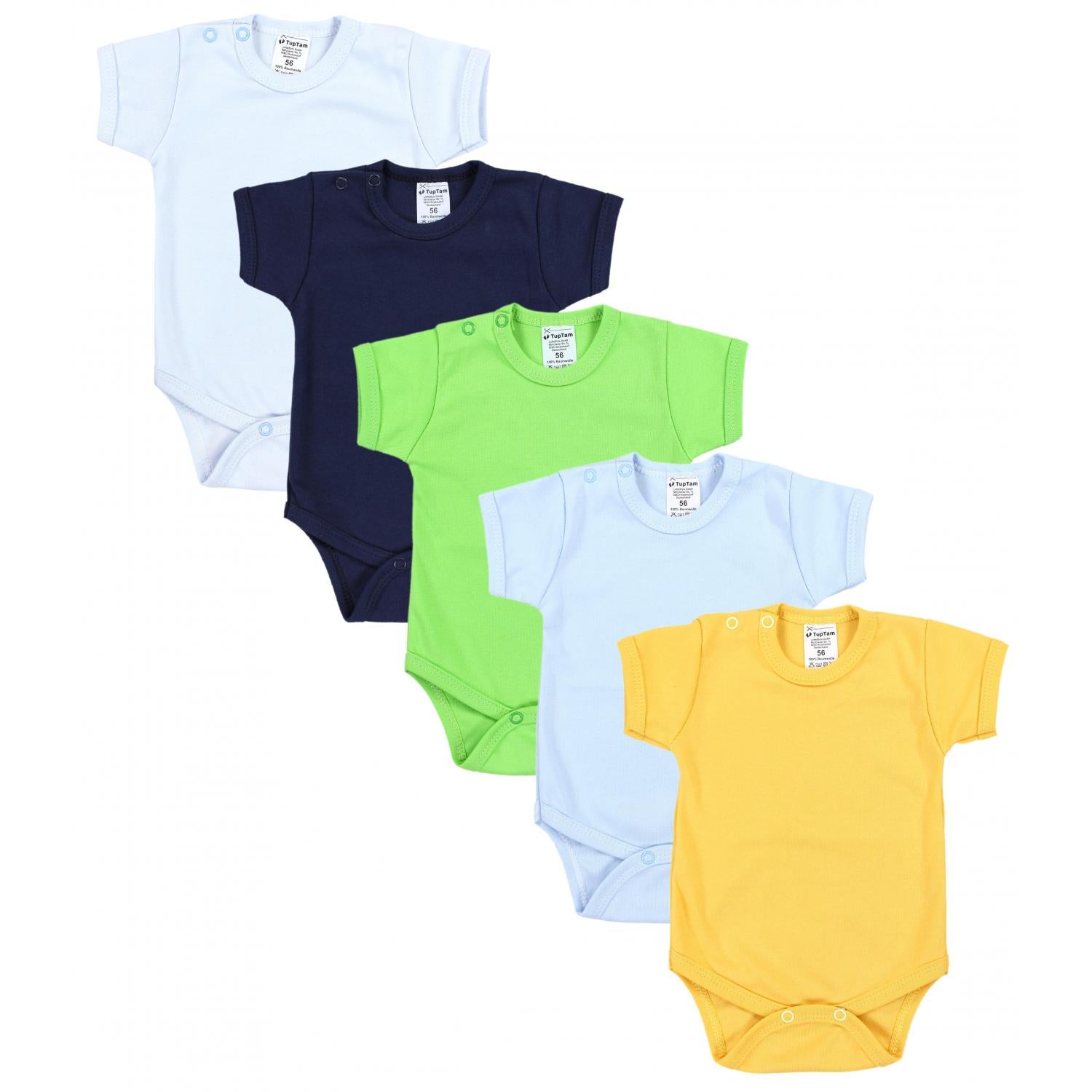 Baby Body Kurzarm Unifarben - 5er Set