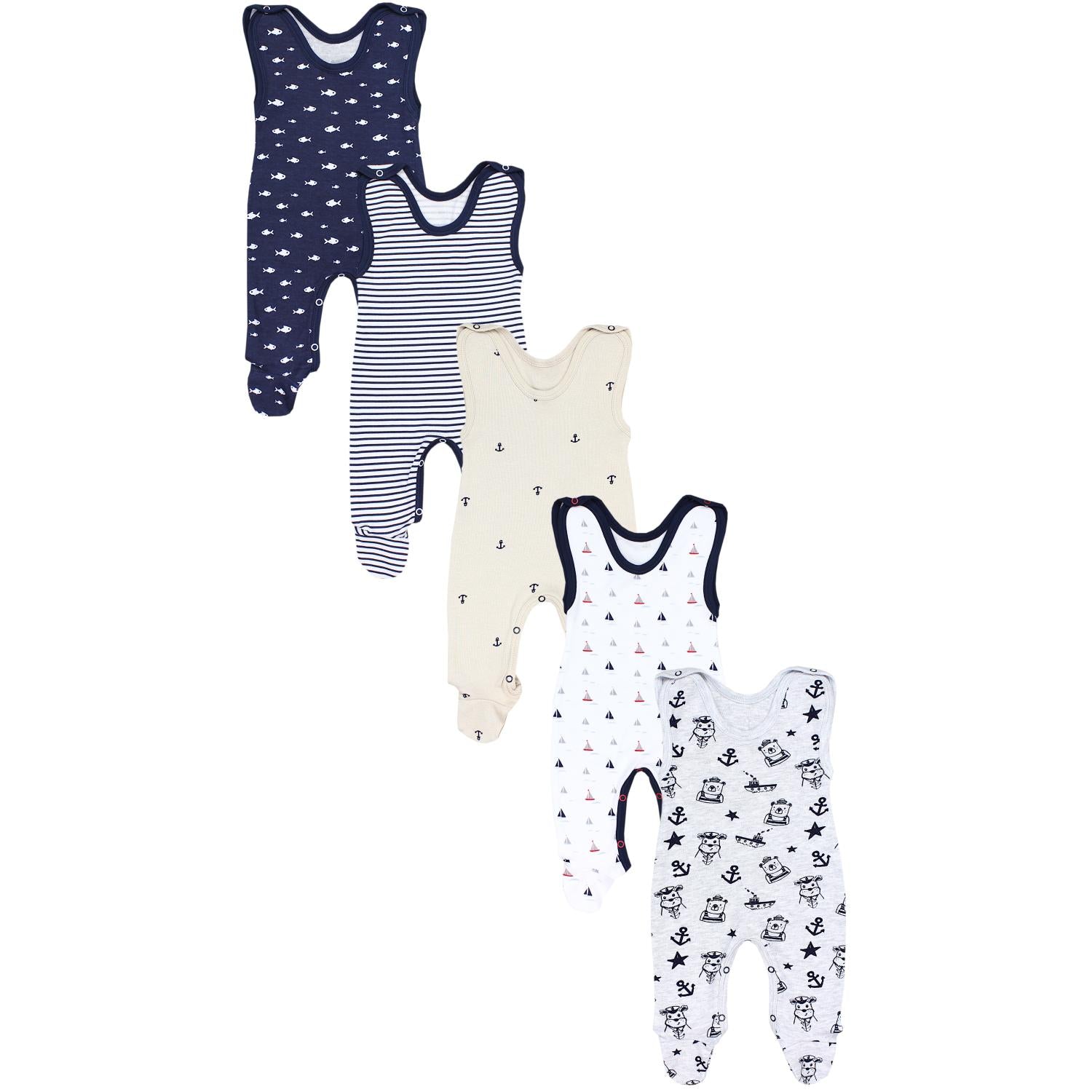 Strampler mit Aufdruck- 5er Pack