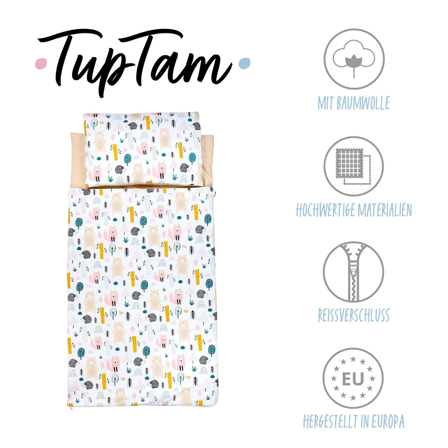 Deckenschlafsack mit Kissen und Beutel 135×70 cm