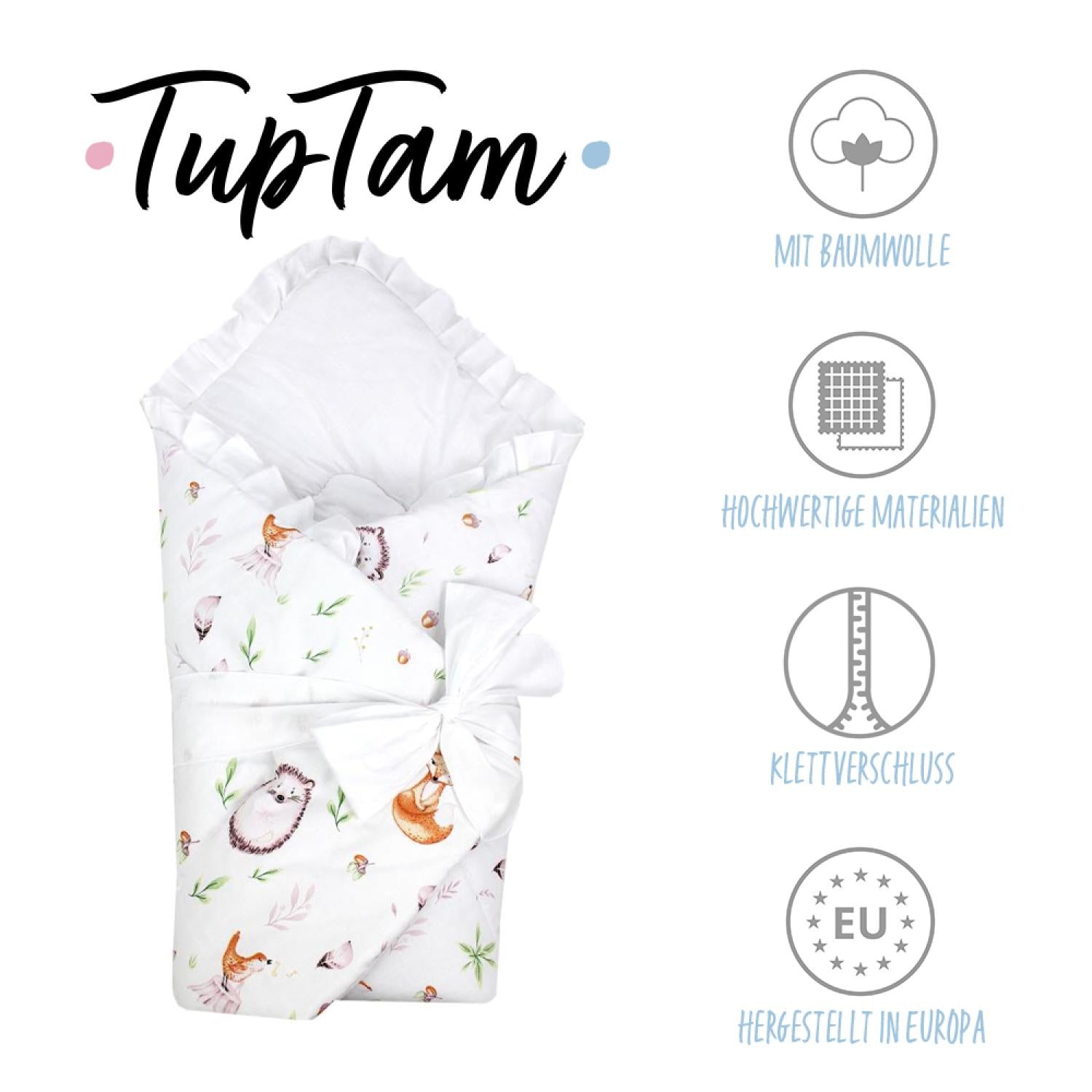 Baby Einschlagdecke mit Schleife