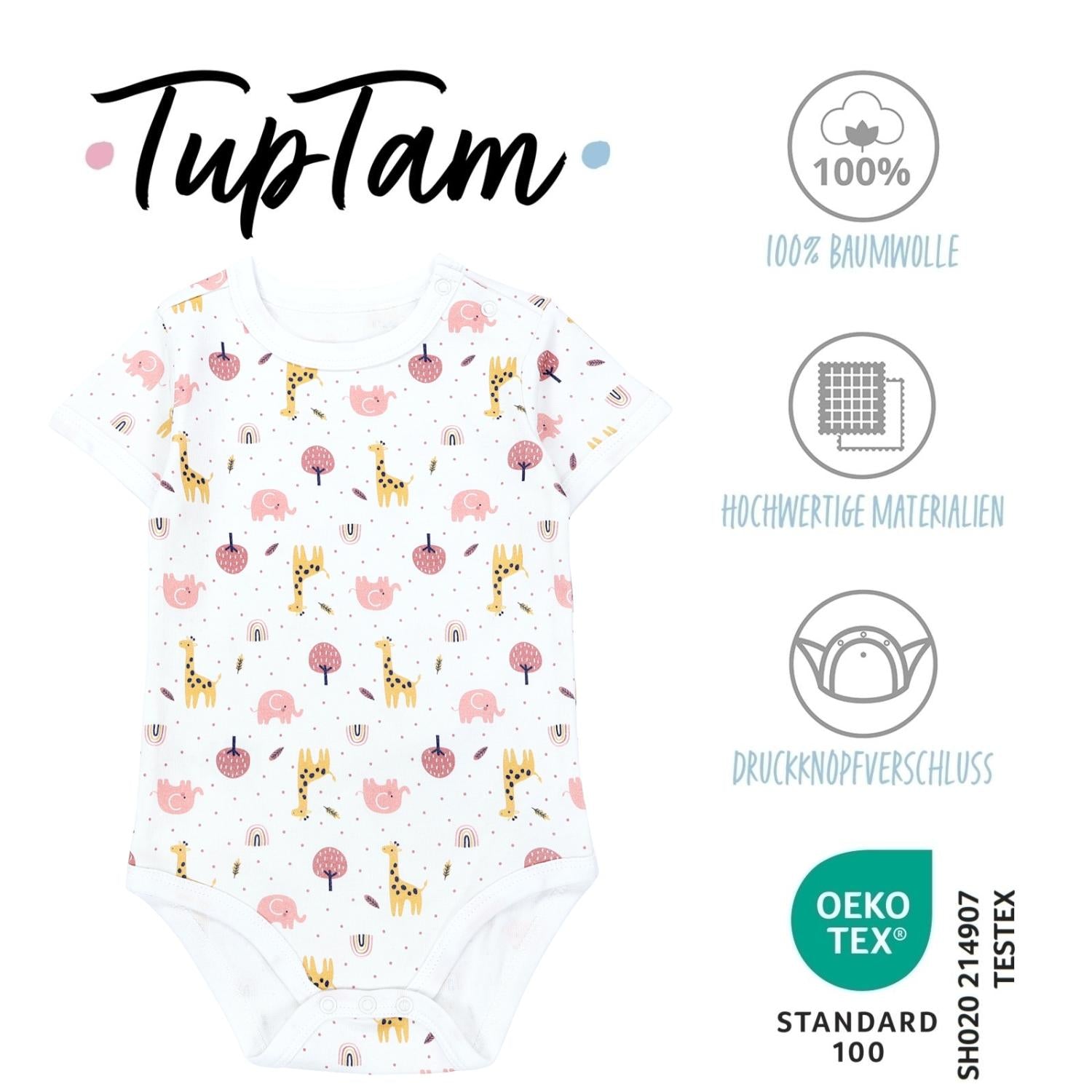 Kurzarm- Body mit Aufdruck -5er Set