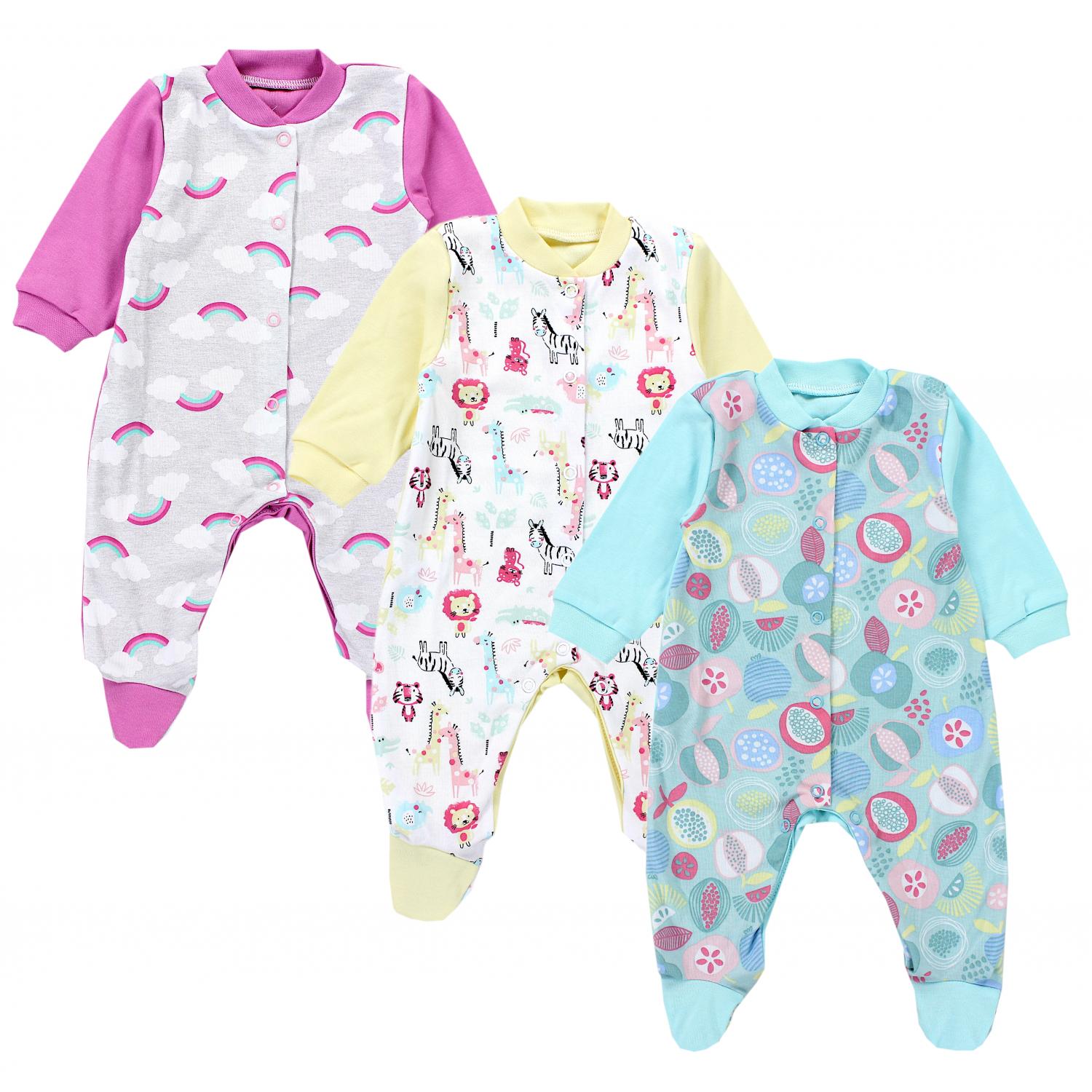 Baby Schlafstrampler mit Fuß - 3er Set