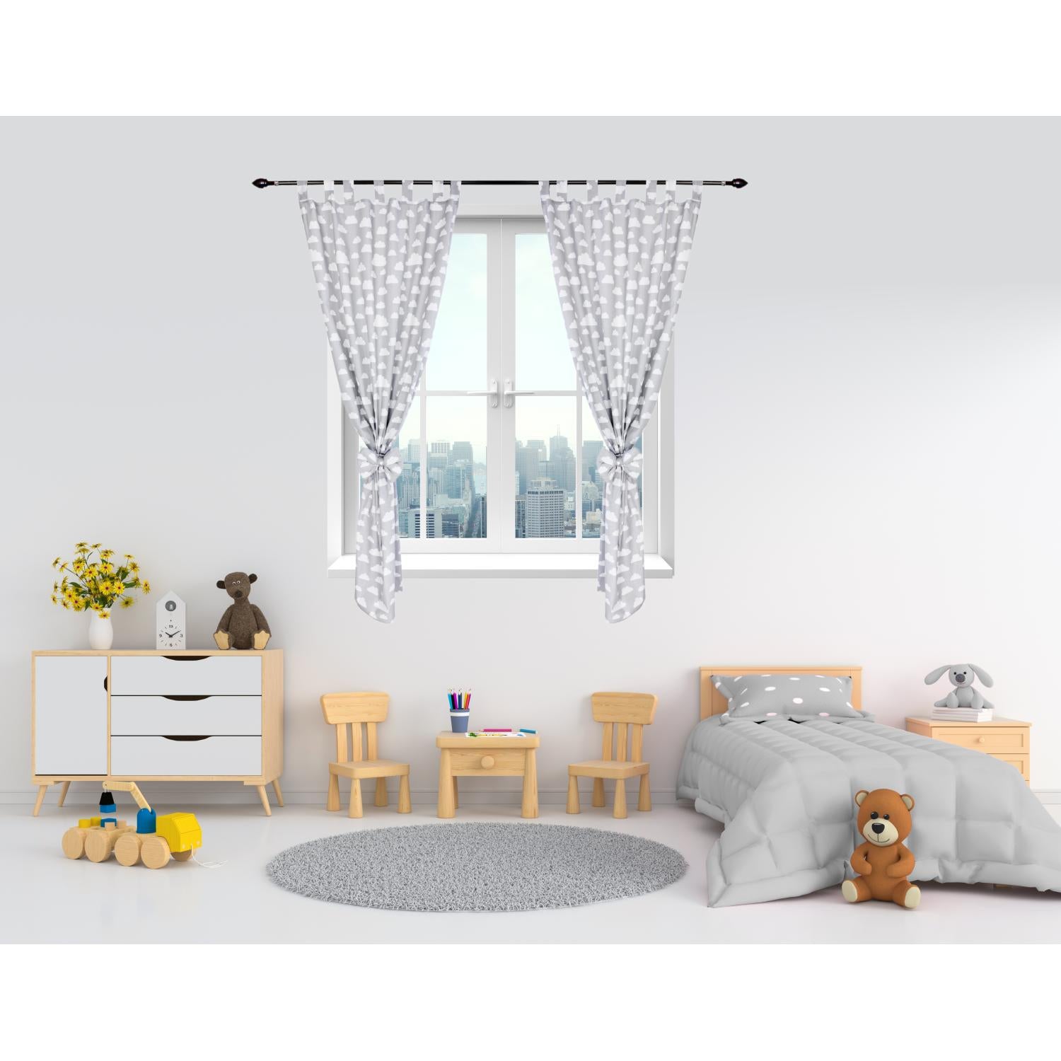 Vorhänge/Gardinen mit Schleifen 2er Set