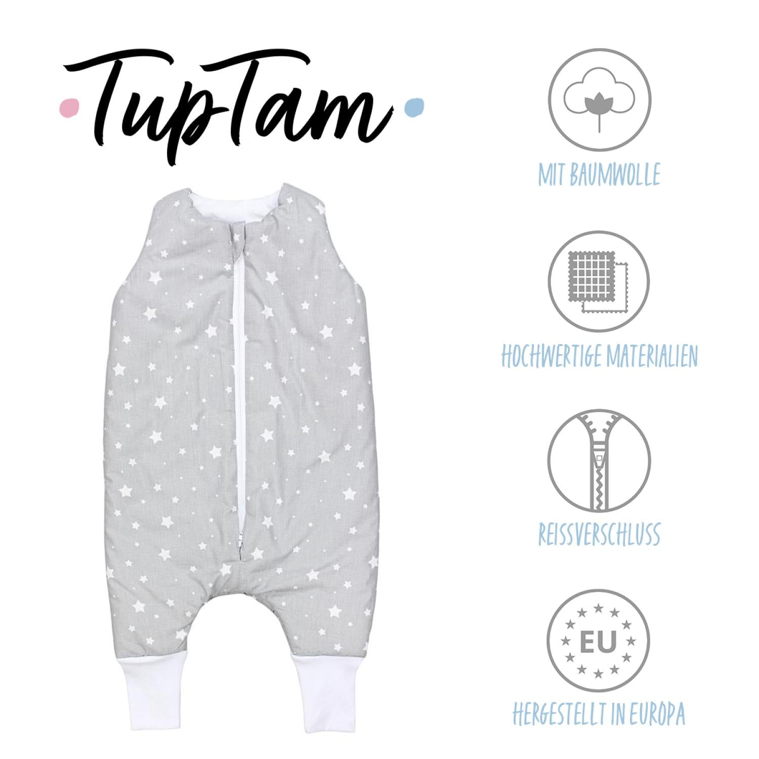 TupTam Baby Winterschlafsack mit Beinen OEKO- TEX zertifizierte Materialien 2.5 TOG Unisex