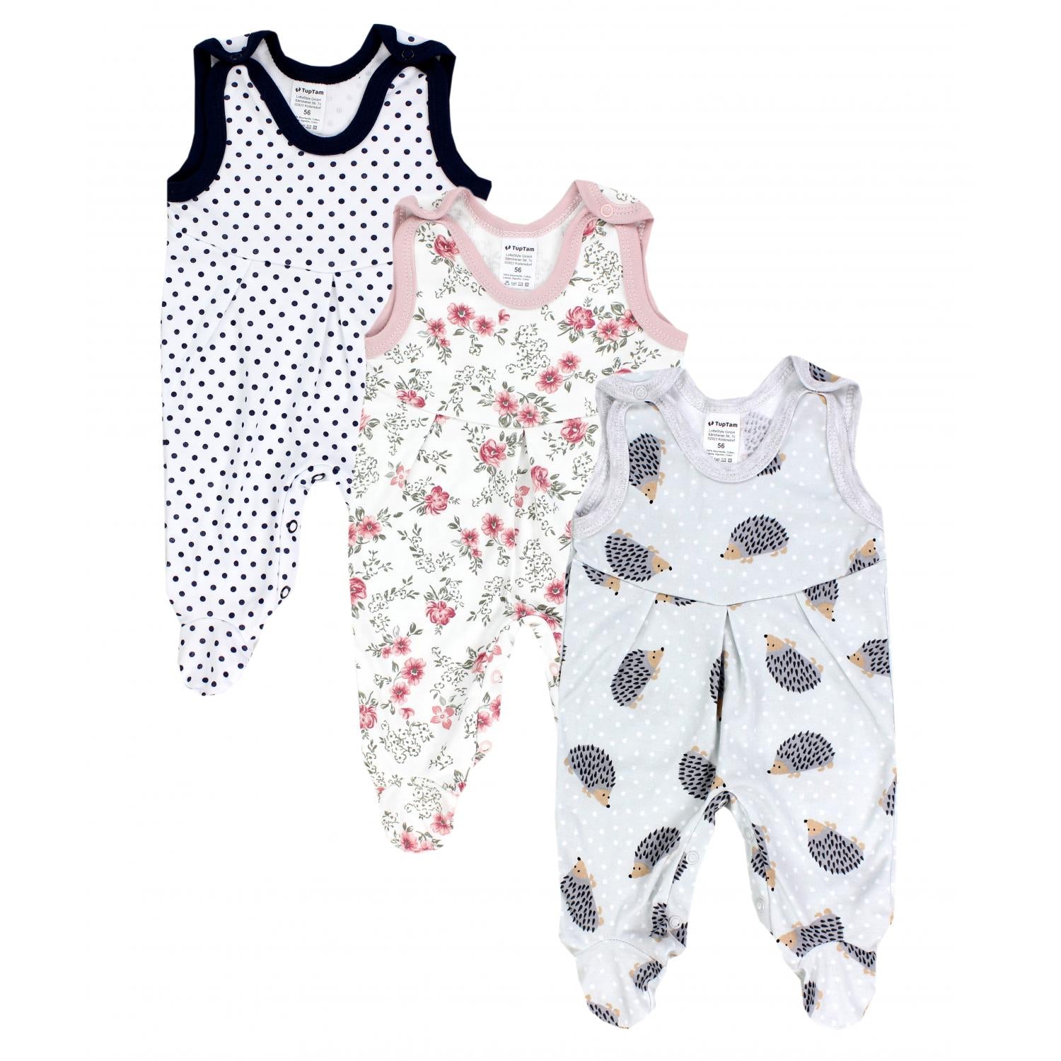 Strampler mit Fuß - 3er Set