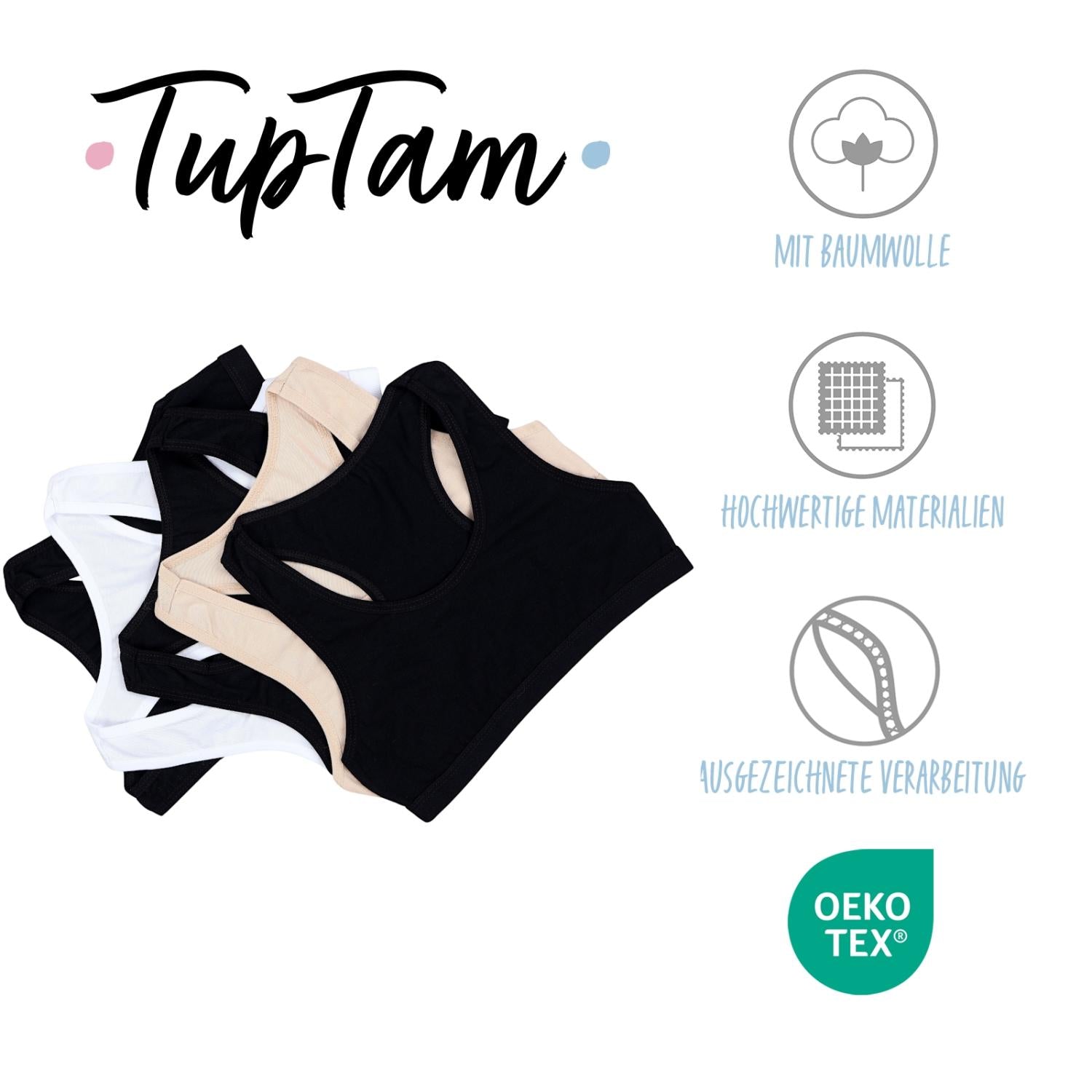 Mädchen Bustier mit breiten Trägern & Racerback (5er Pack)