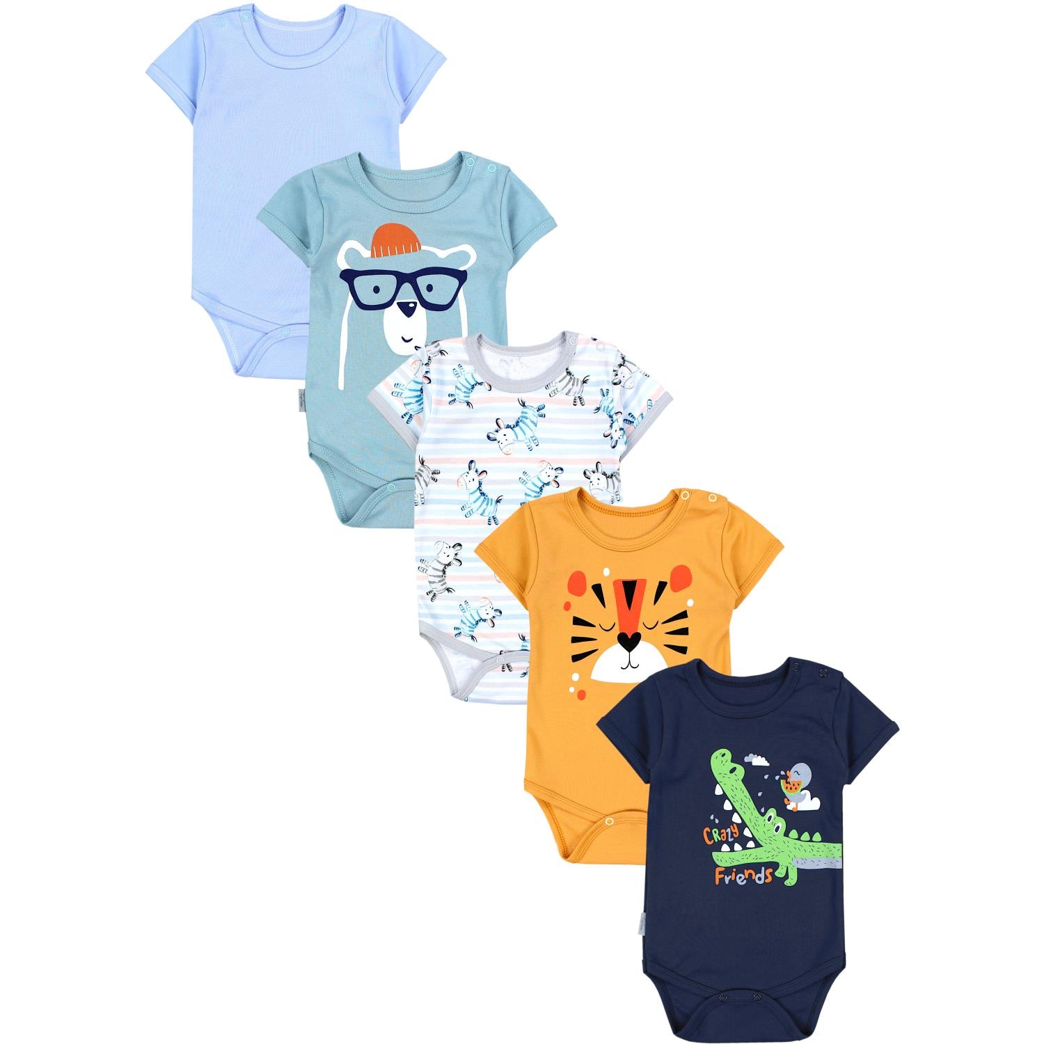 Baby Body Kurzarm Unifarben - 5er Set