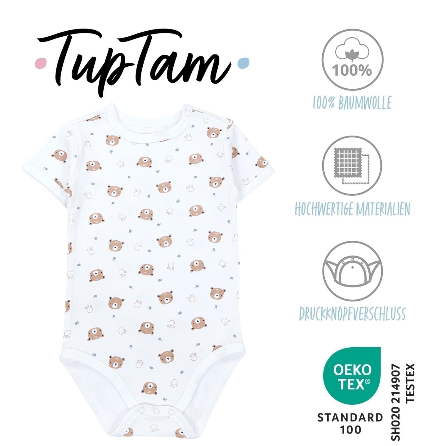 Kurzarm- Body mit Aufdruck -5er Set